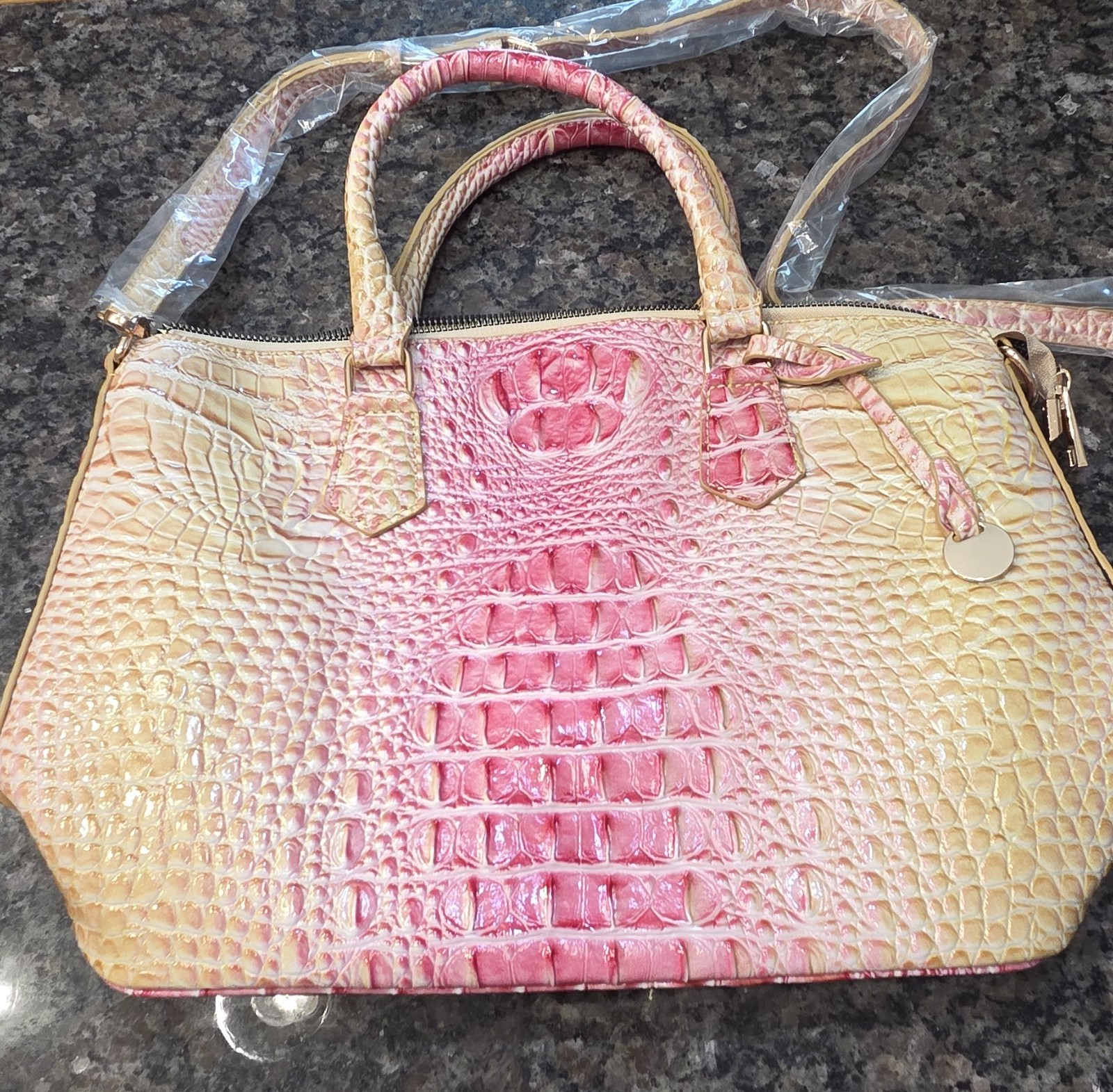Embossed Crocodile Ombre Purse Handbag 14 In X 10 In