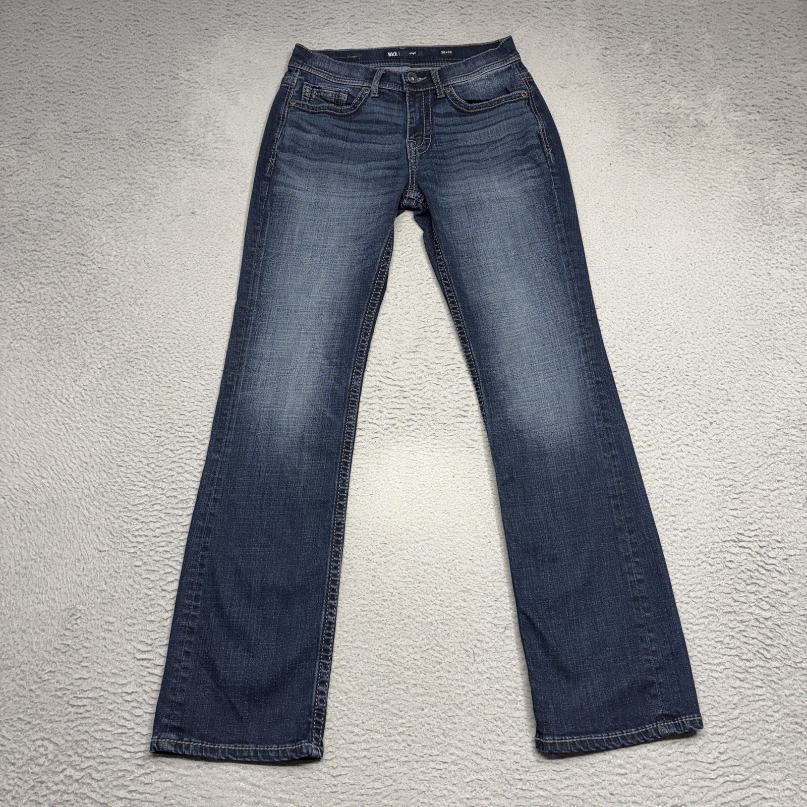 BKE Buckle Aiden Boot Leg Jeans Men 28 Blue Denim Dark Wash Pants Cotton 28×32