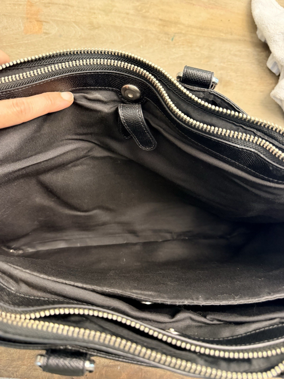 Coach Perry Metropolitan Tote in Black Crossgrain Leather
