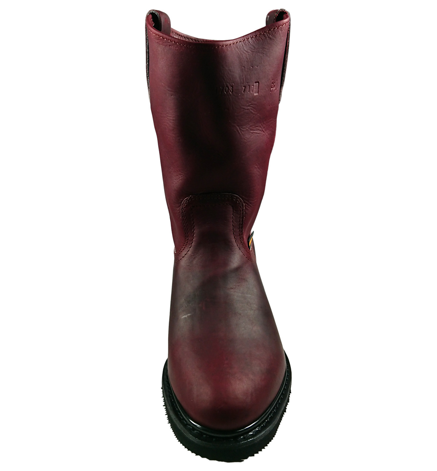 Men’s Genuine Leather Work Boots Pull On Cowboy Wine_Made in Mexico_100% Piel_