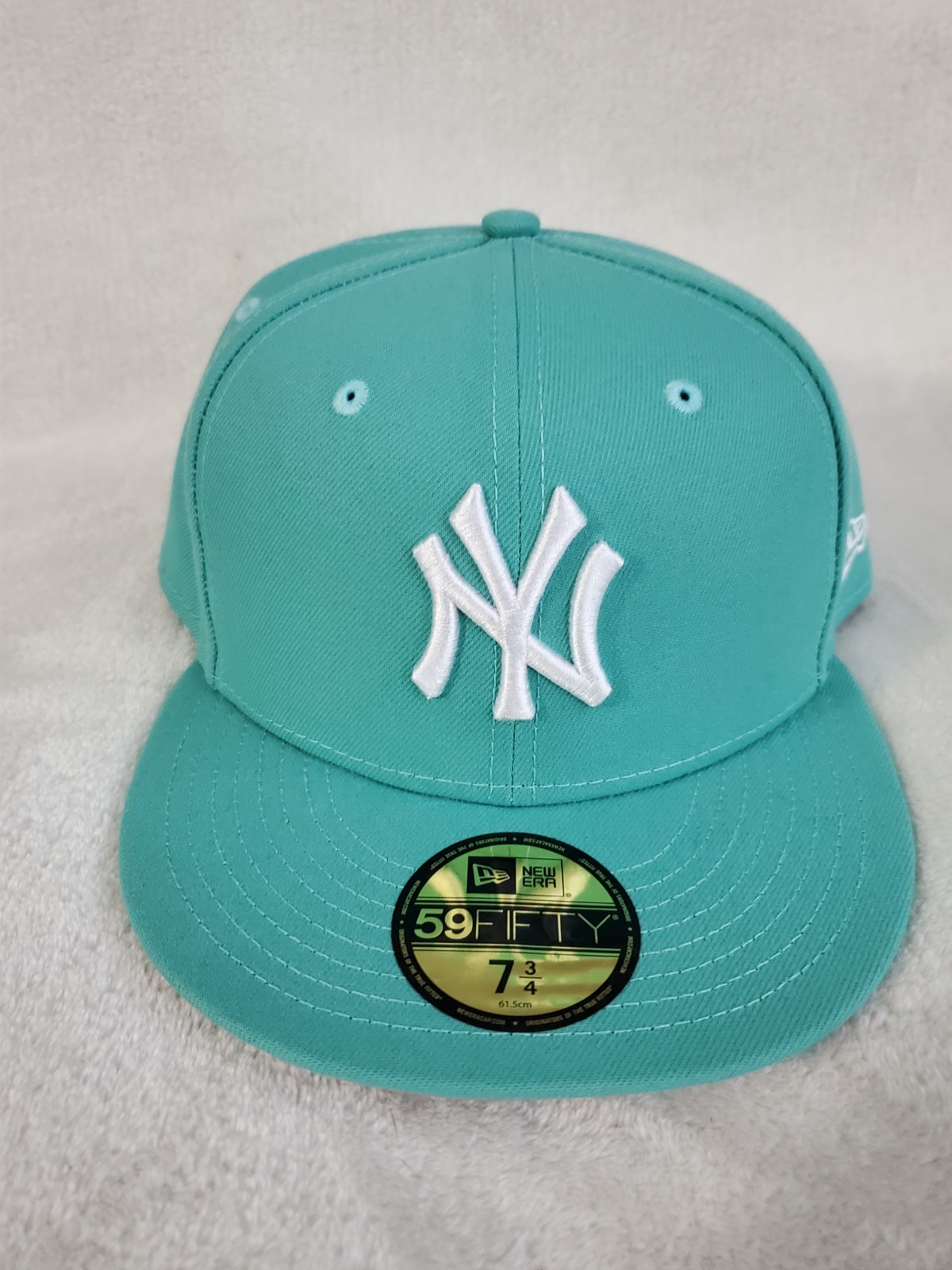 NEW ERA 59 FIFTY MLB NEW YORK YANKEES SEAFOAM GREEN FITTED MENS HAT SZ 7 3/4 NEW