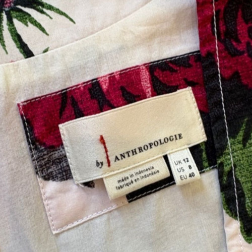 12 Anthropologie Amelia Fit & Flare Floral Cottage Cotton White Multi Midi Dress