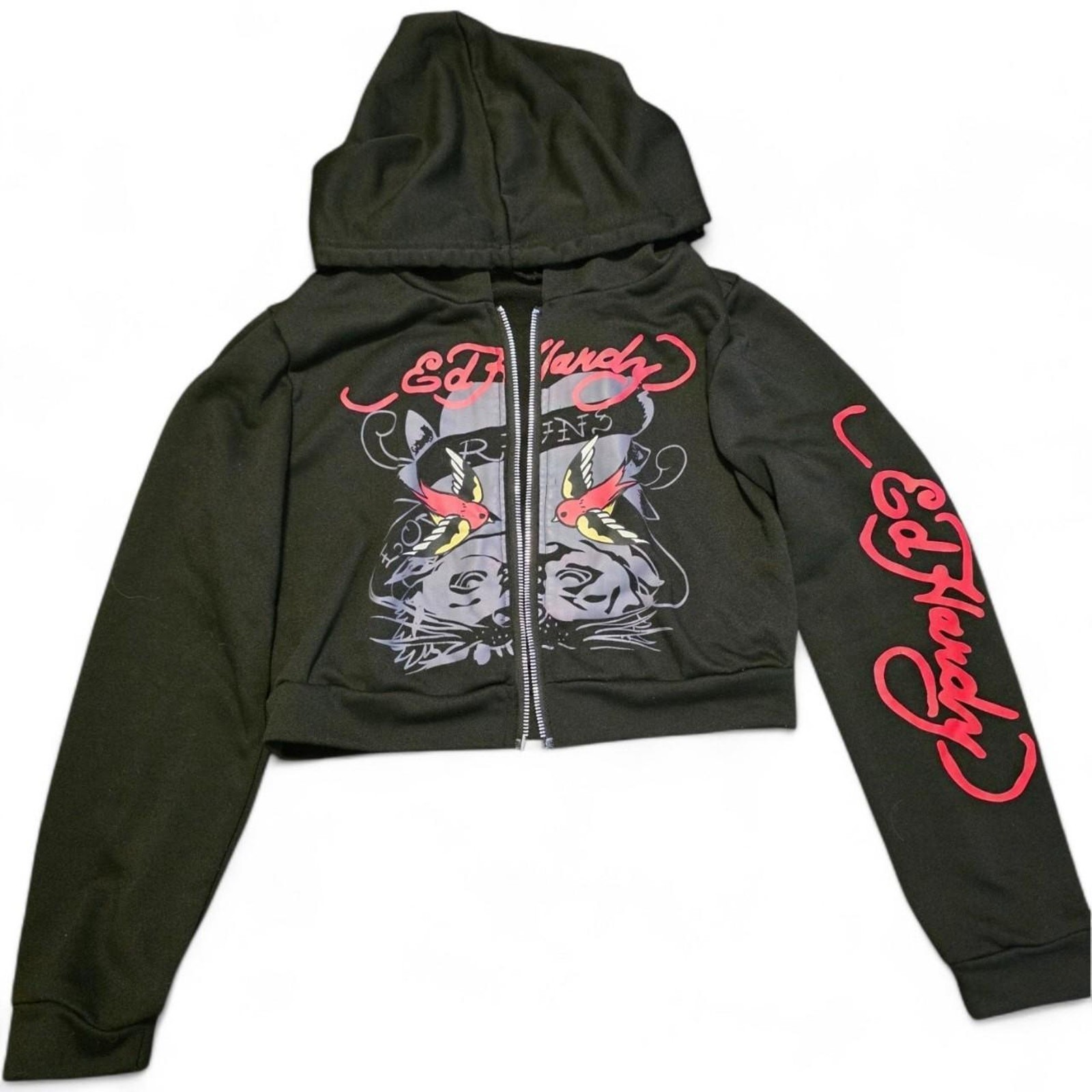 Ed Hardy Tattoo Graphic Zip Up Hoodie