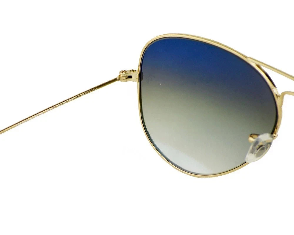 Ray-Ban Sunglasses RB3025 Aviator Gradient Gold Frame Light Blue Lenses 58mm
