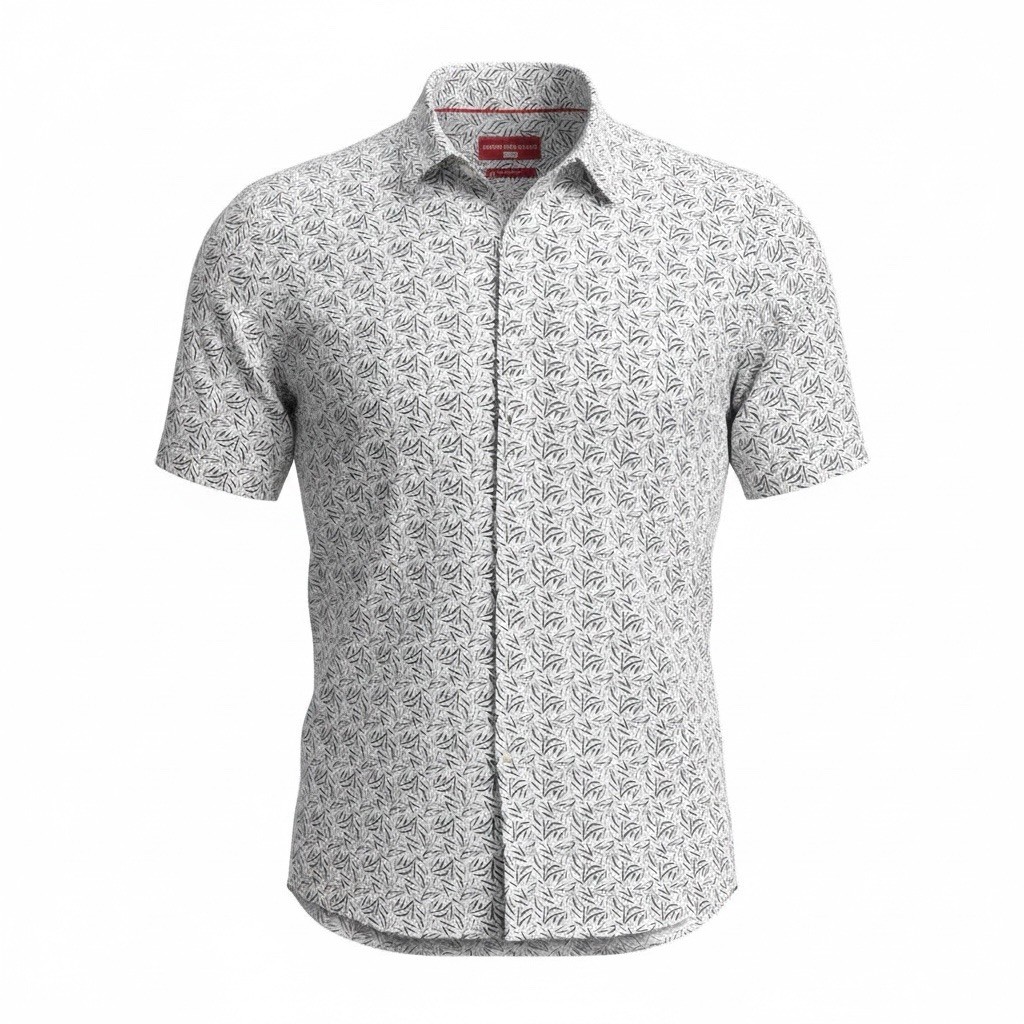 Report Collection Mens XLarge White Blue Floral Designer Polo Hyper Stretch A160