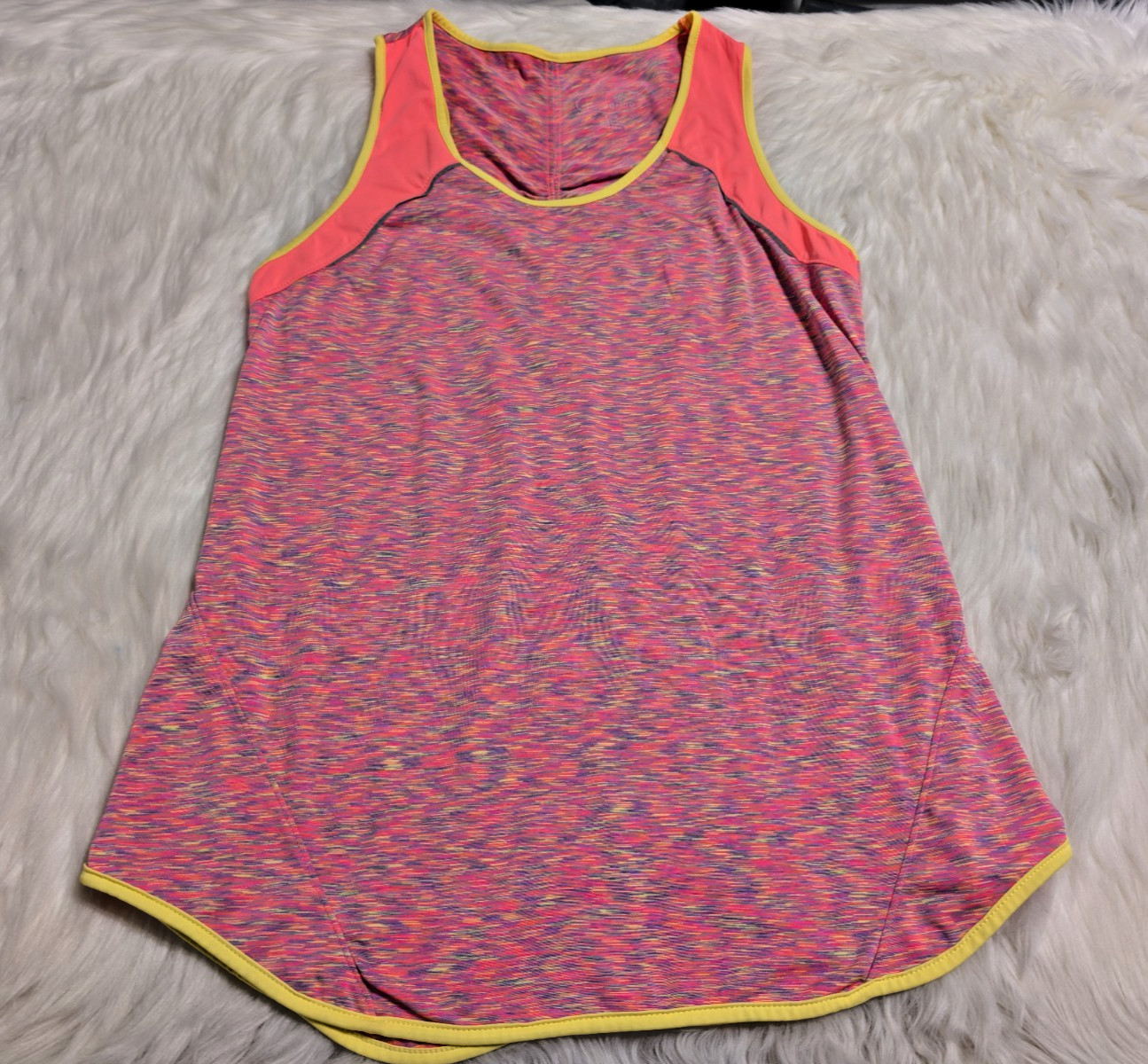 Tangerine Top Women Large Rainbow Peach Yellow Racerback Active Tank Workout