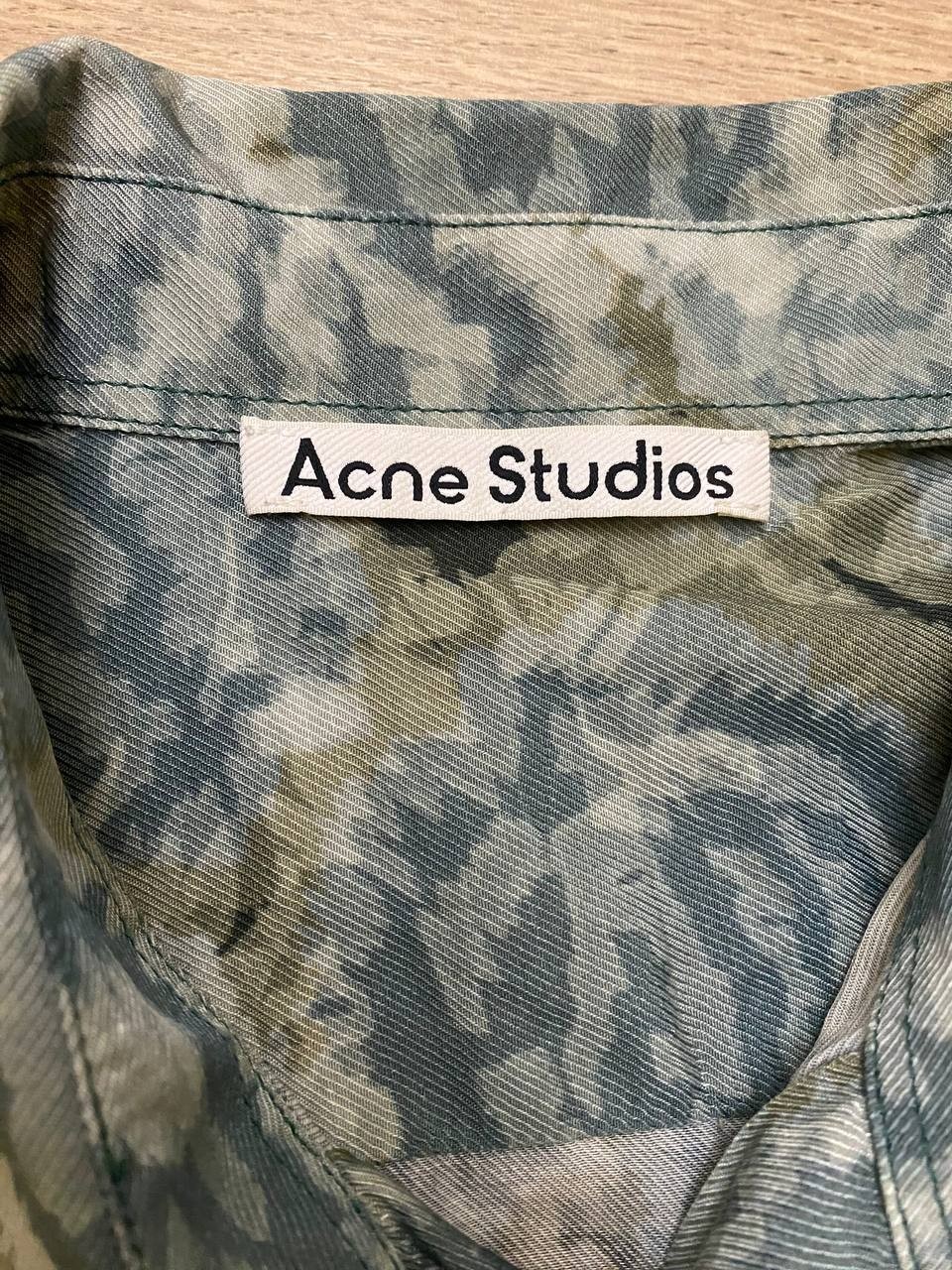Acne Studios Printed Green Abstract Collares Shirt Size 44 L 170-175 Cm