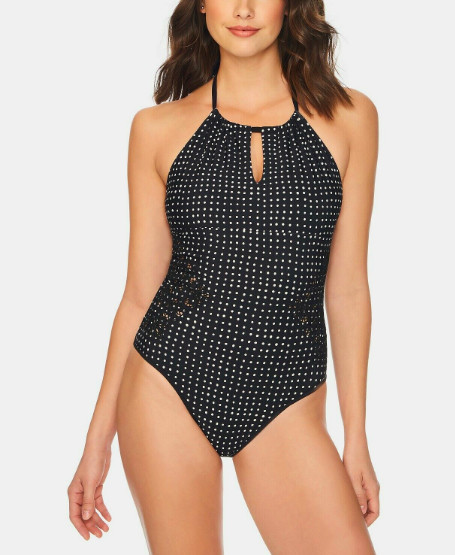 Vera Bradley Kismet Daisy Dots Reversible One Piece Swimsuit Black Size XL