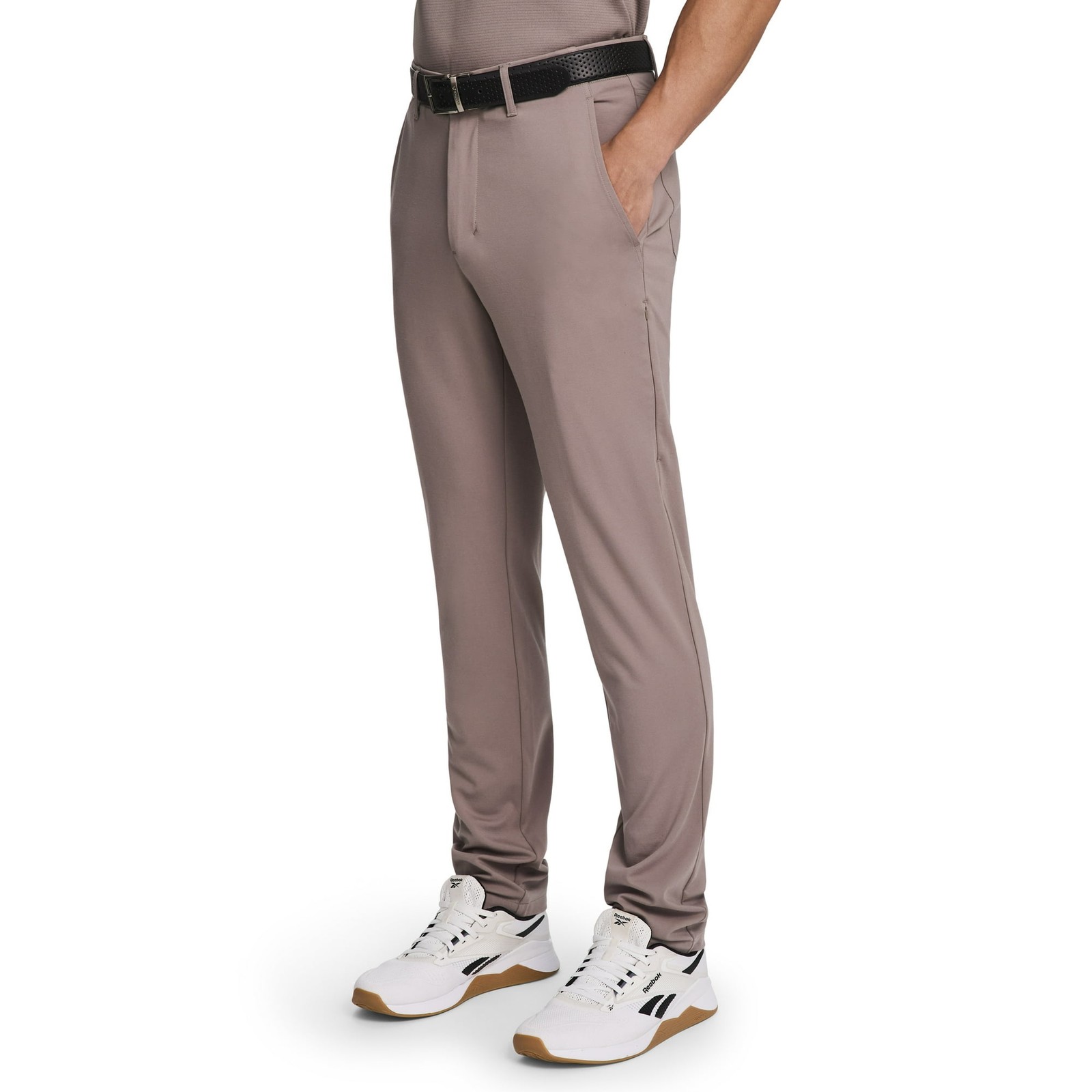 Reebok Men’s Driftwood Gray Active Regular Fit Elastic Waistband 6-Pocket Pants