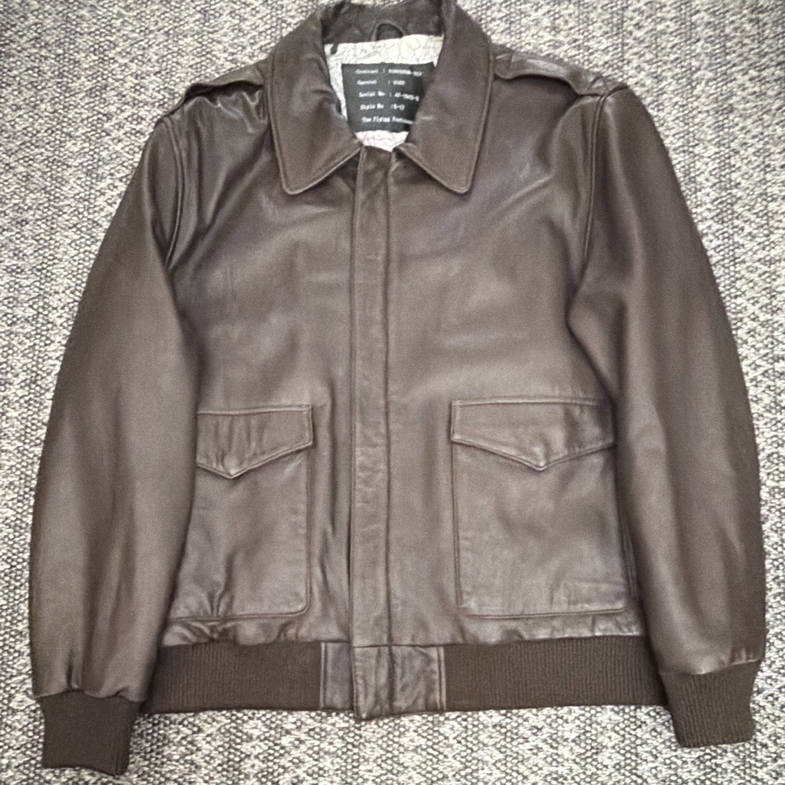 The Flying Fortress Brown Leather Bomber Jacket Lined Zip 44 AF-1942-R