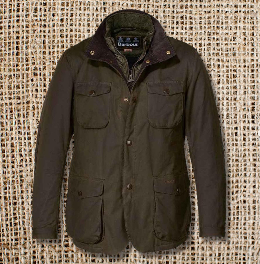 BARBOUR Ogston Wax Jacket w/ Elbow Patches Olive MSRP$540 Rugged Sophistication