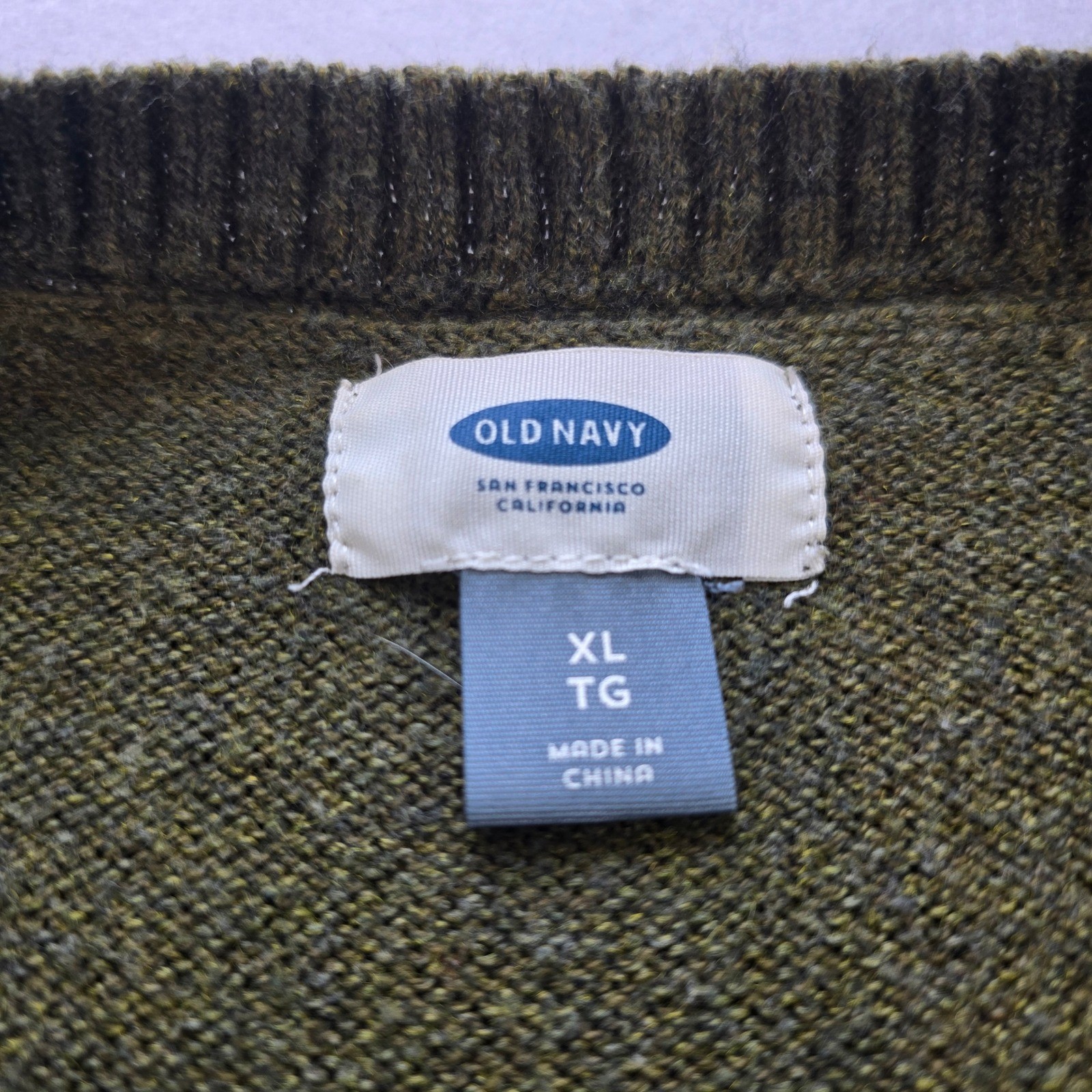 Old Navy Womens XL Olive Green Marl Knit Crew Neck High-Low Hem Sweater
