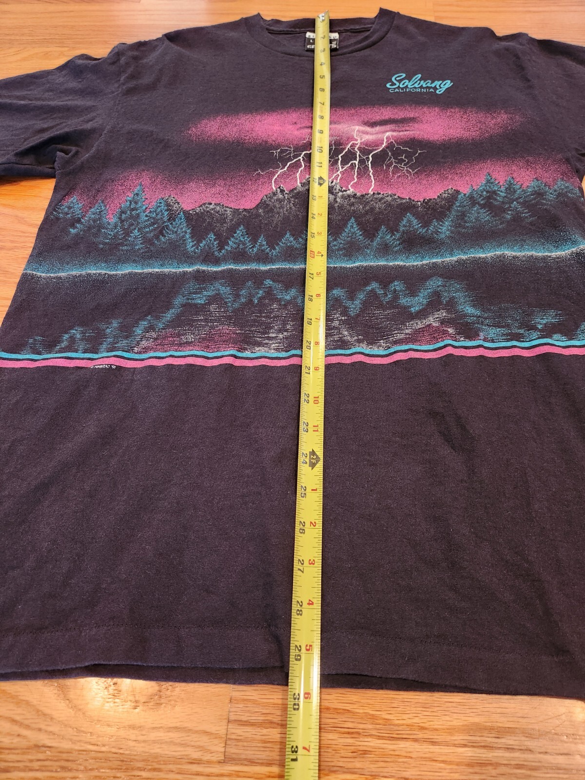 Lightning Thunder All Over Print Shirt L Used 1991 Signal Sports AOP 90s Solvang
