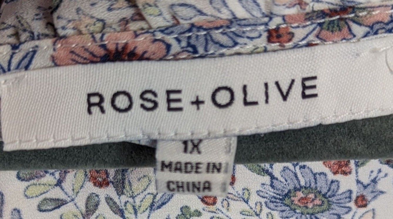 Rose + Olive Top Women size 1X Chiffon Romantic Pintucked Ruffle Dainty Office