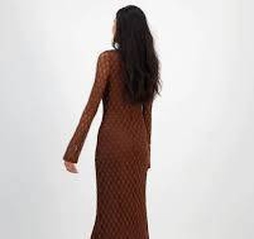 Bardot Evannia Bell-Long Sleeve Lace Dress Women’s 12 Chocolate Square Neck
