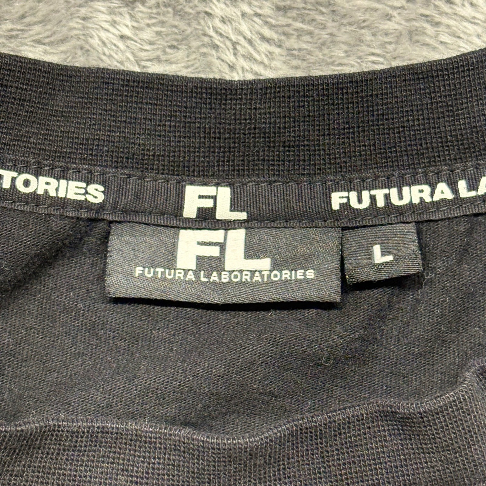 Futura Laboratories Long Sleeve Shirt Mens L Black Good Graphic Logo FL Tee