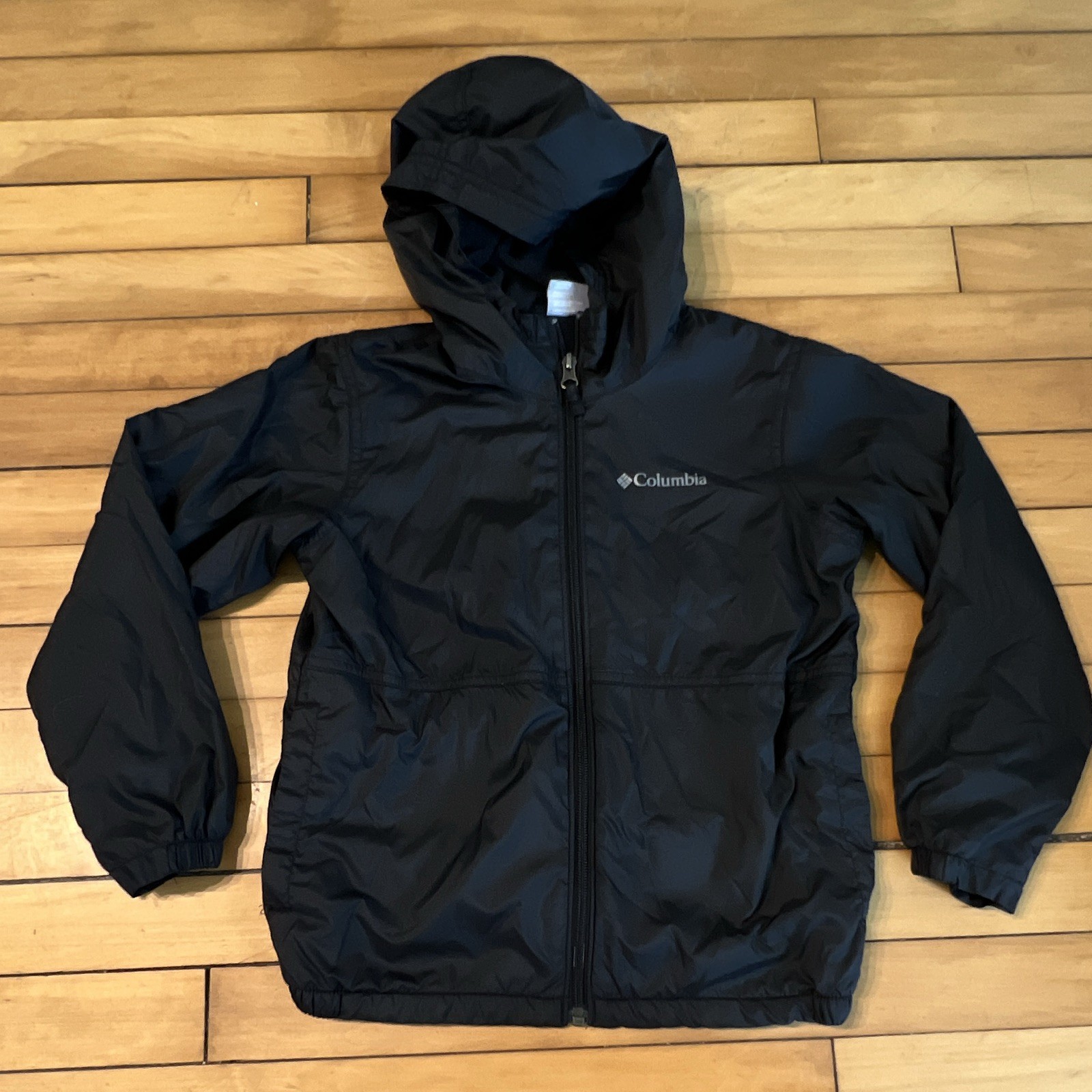Columbia Boys Black Hooded Full-Zip Fleece Insulated Jacket, Size S, Powder Lite