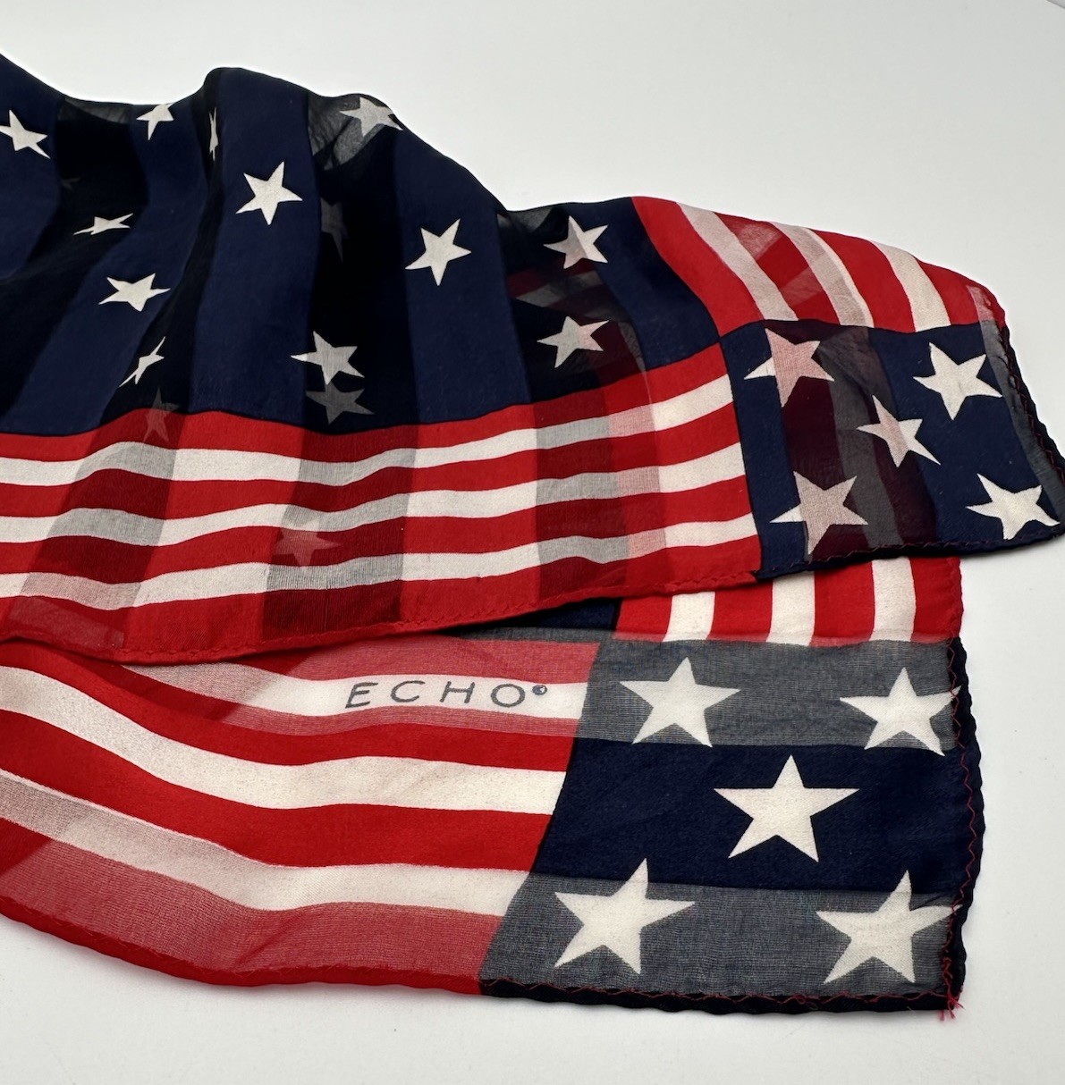 Vintage ECHO Scarf Stars & Stripes 21” x 22” Square