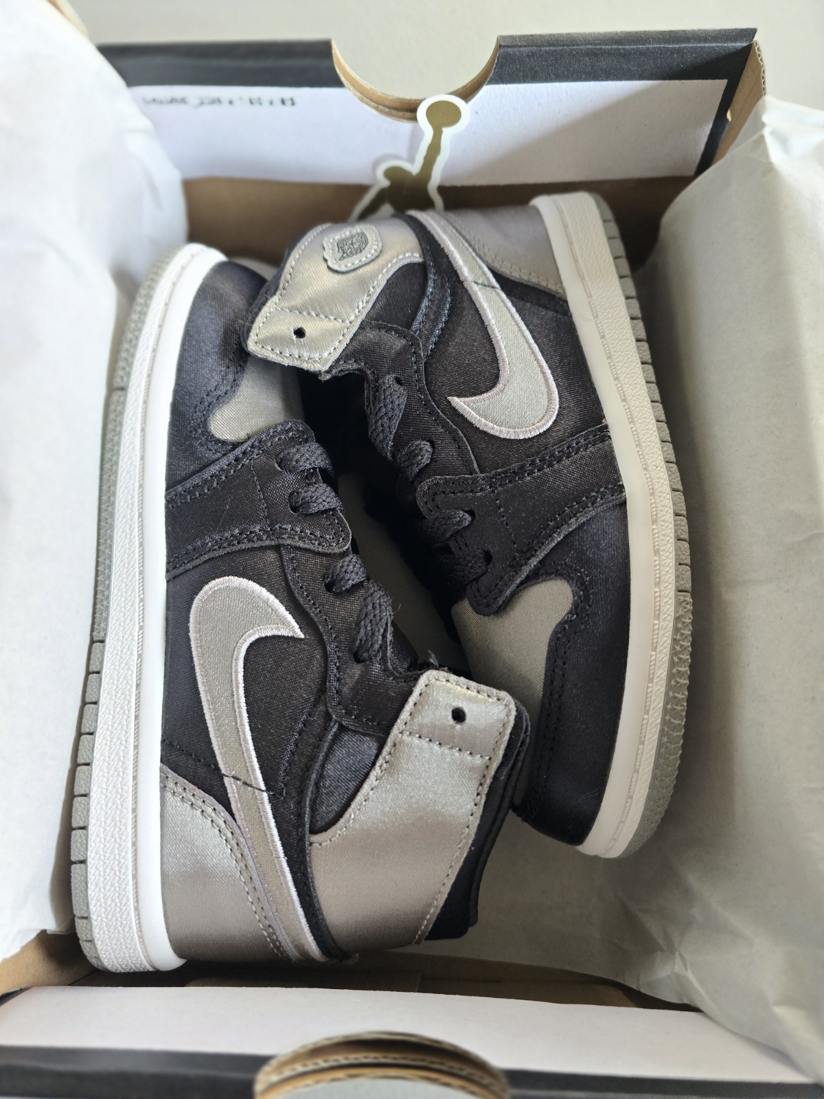 Nike TD Air Jordan 1 Retro High OG Satin Shadow Black/Grey FD5305-010 SIZE 9C