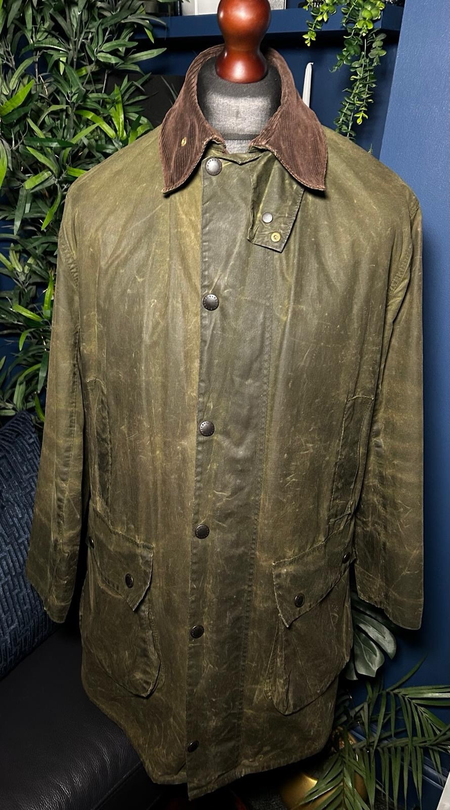 Vintage 1988 Barbour Border A200 C36 Wax Jacket Coat Green Mens Small Medium 96
