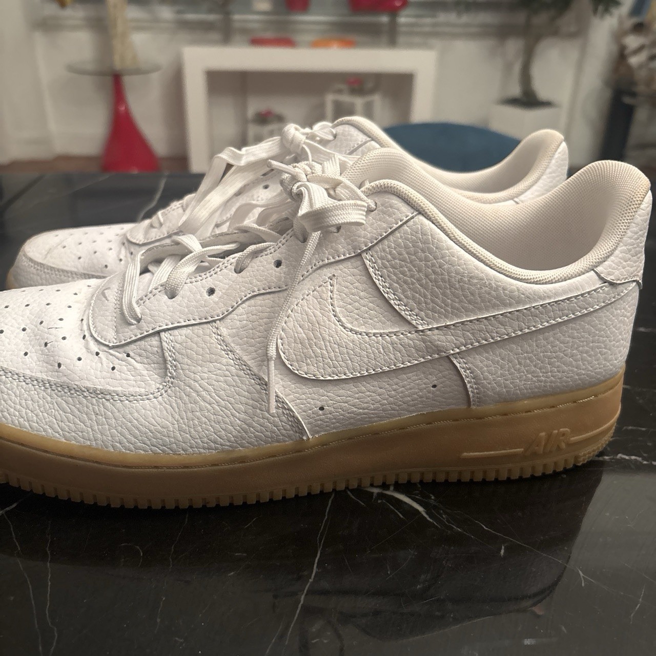 Nike Air Force 1 Low Men’s White Leather Low Top Lace-Up Sneakers