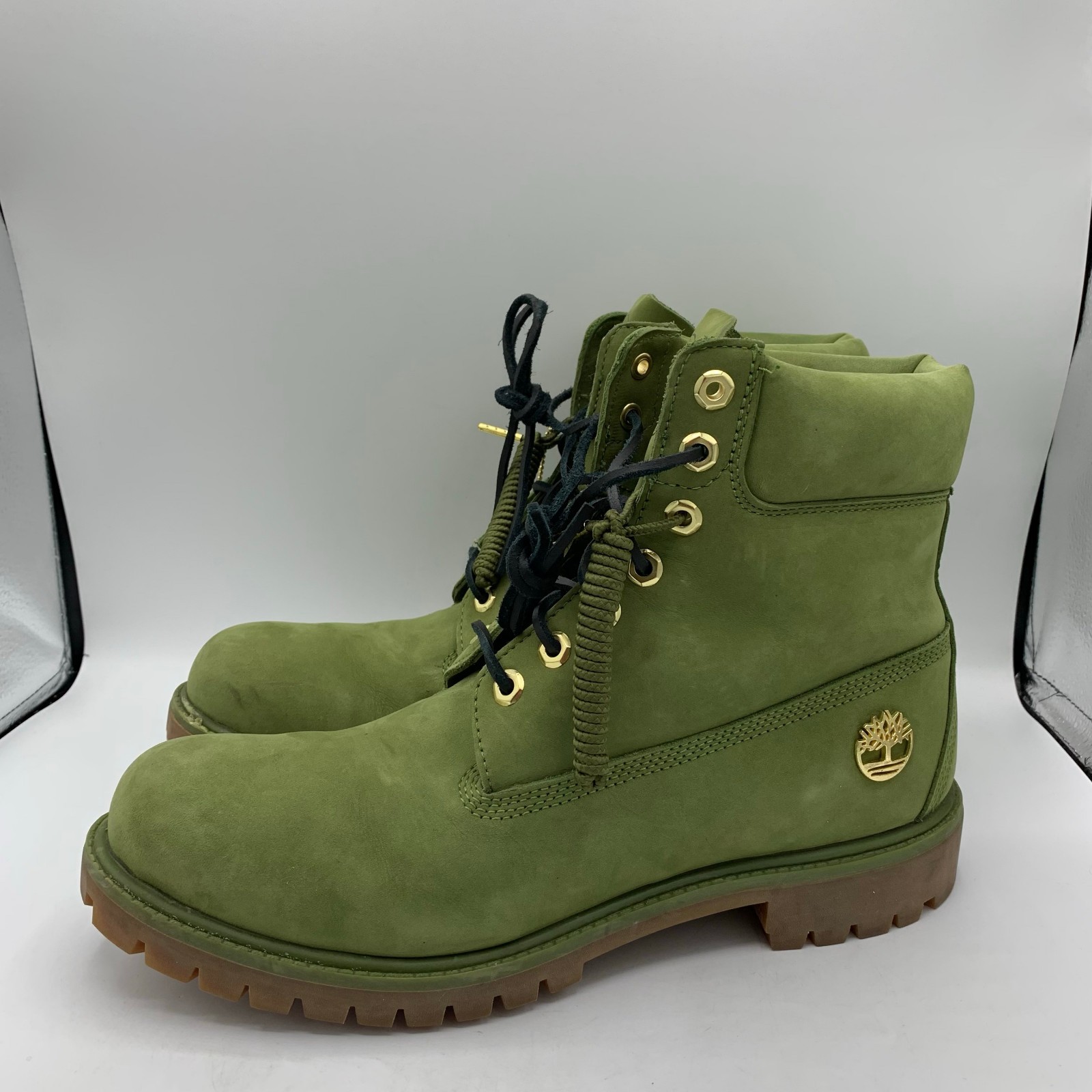 Timberland 6″ Boots Mens Size 11 Green Leather DJ Khaled Secure the Bag