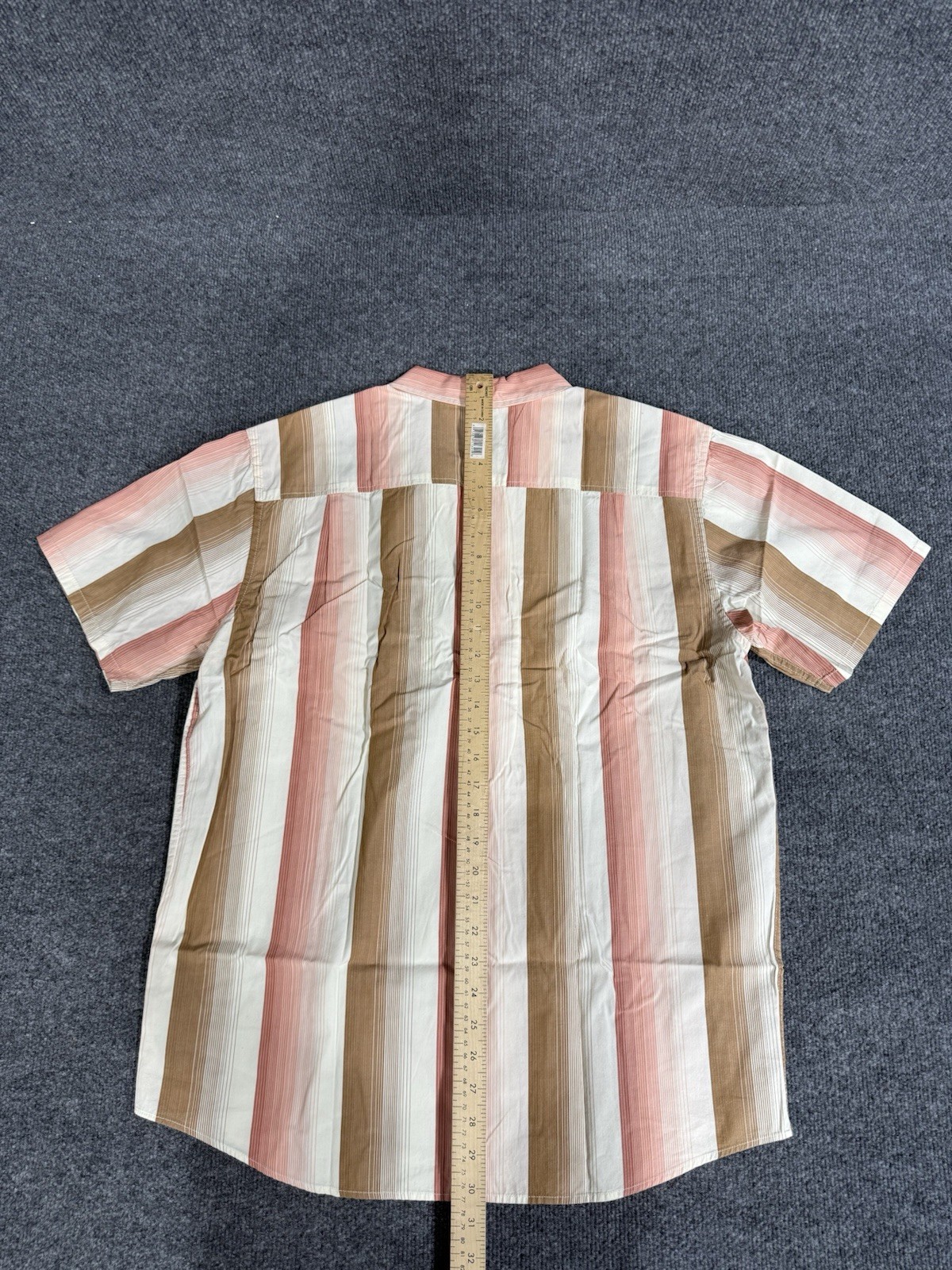 Hurley Striped Button Front Shirt Men’s Large Pink Tan Short Sleeve Casual