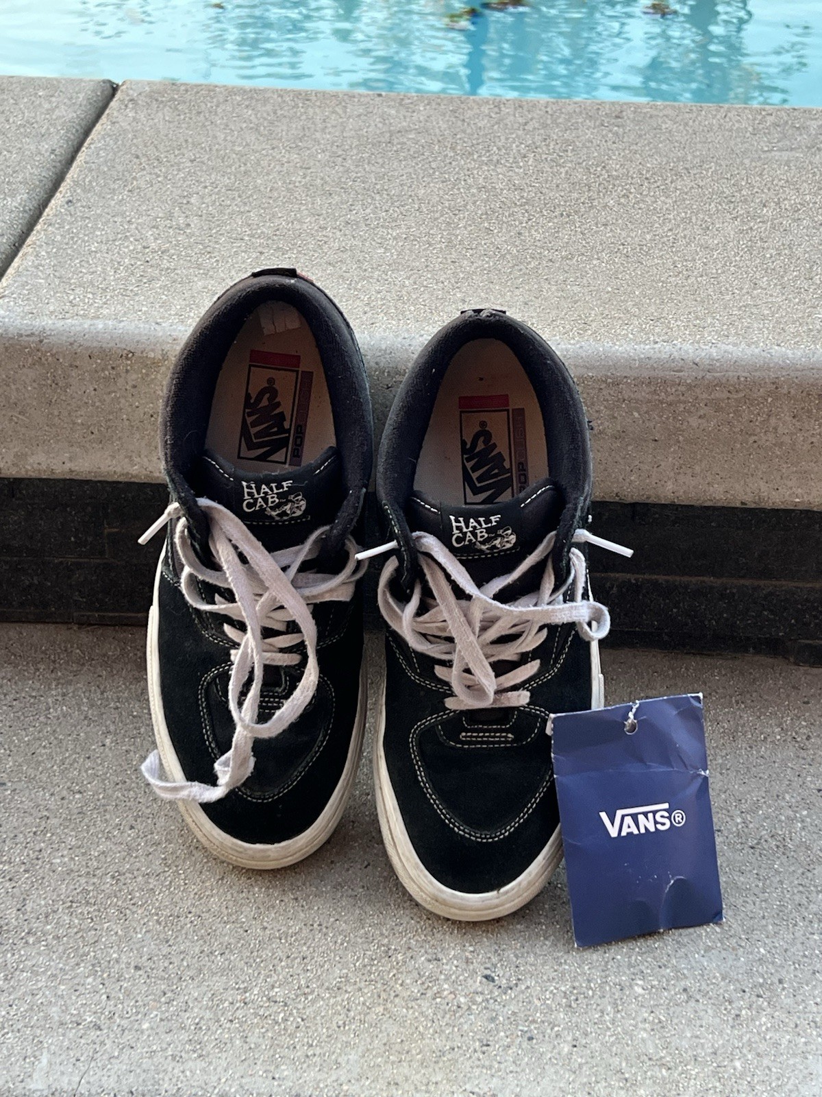 Vans Half Cab (black suede/canvas mid-top), size US 9.5