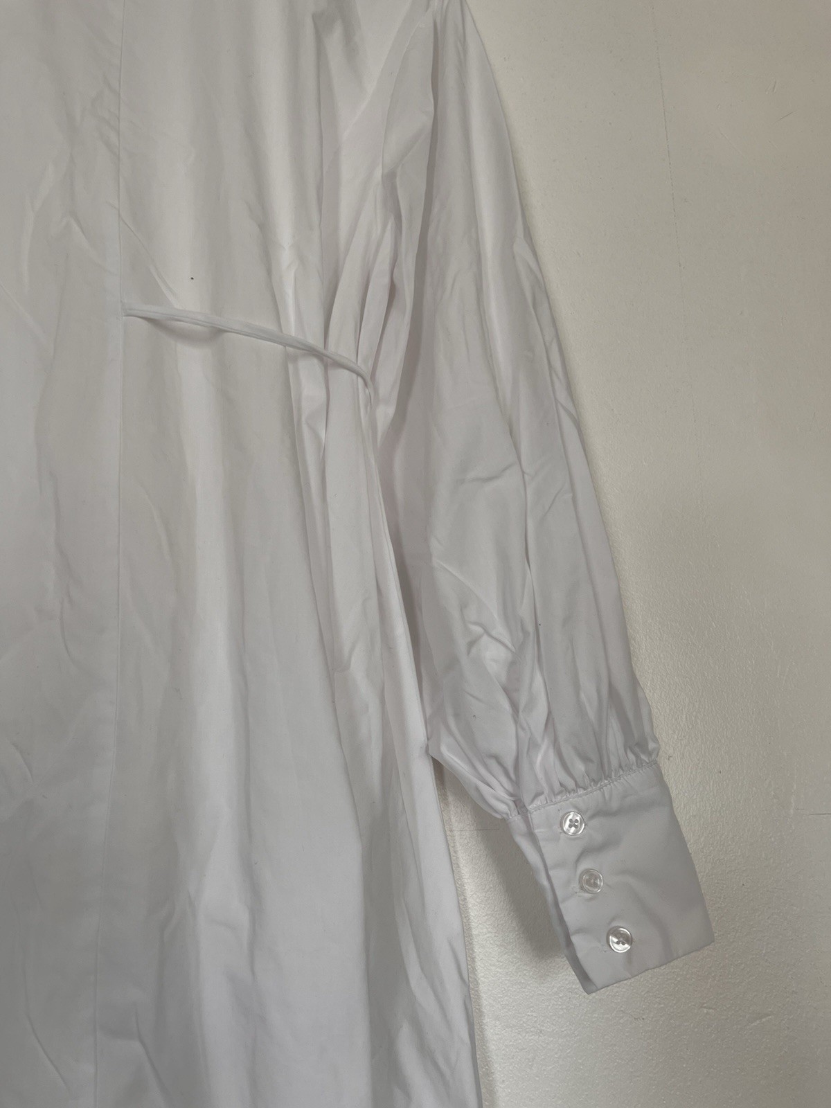 ASOS Design White Shirt Dress With Waist Tie And Lace Trims Size 8 Small