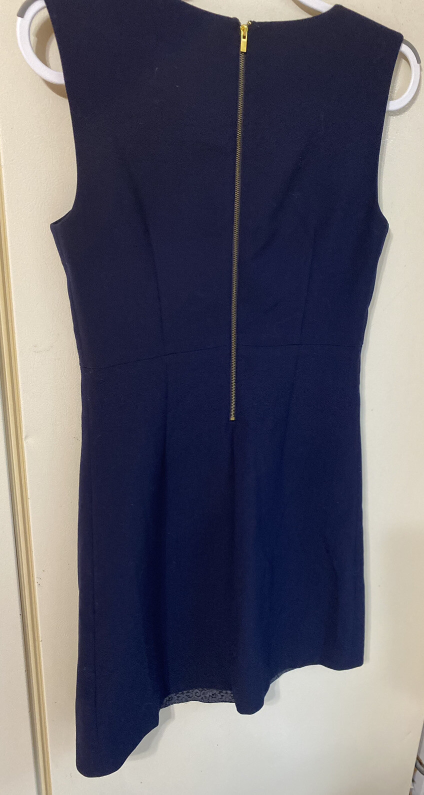 Diane Von Furstenburg Capreena Shift Dress Size 6 Navy Blue Pockets Sleeveless