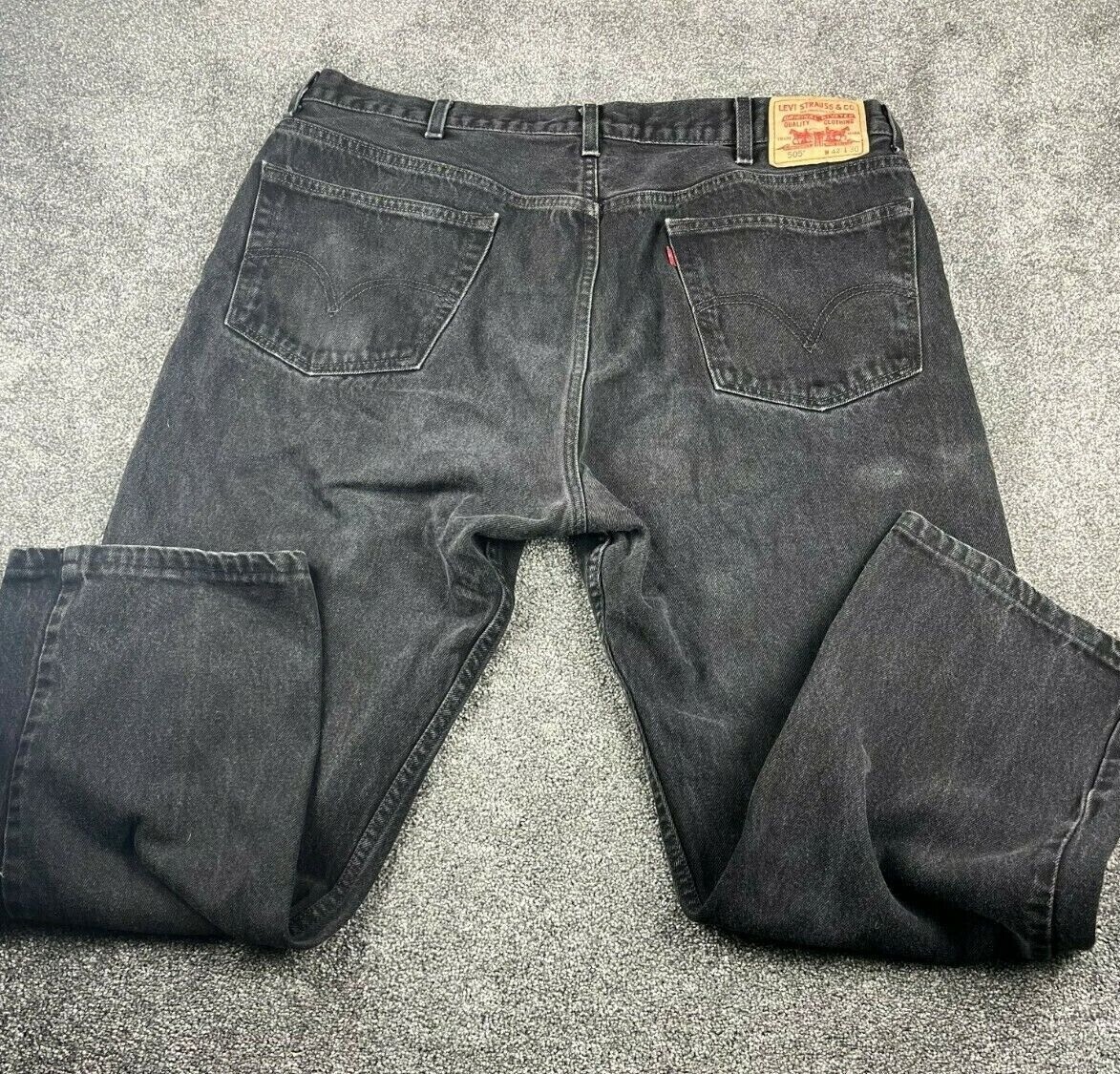 Levis 505 Regular Fit Mens Jeans W42 L30 Black Denim