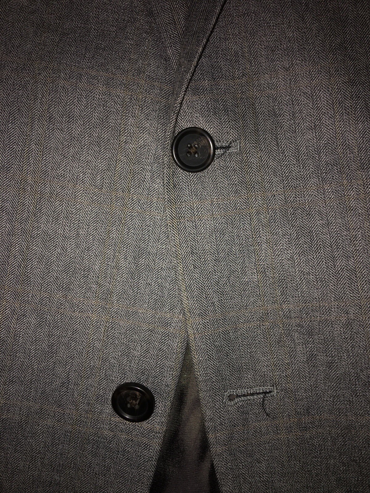 Lauren Ralph Lauren Mens Gray/Brown Herringbone Poly Blend Sport Coat Blazer 48L