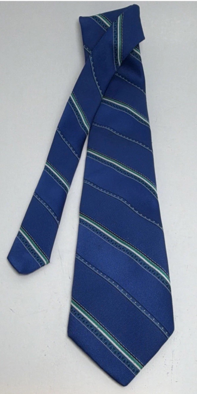 Envoy Men’s Blue Green White Striped Polyester Tie Classic Size 57-60″ x 3”046