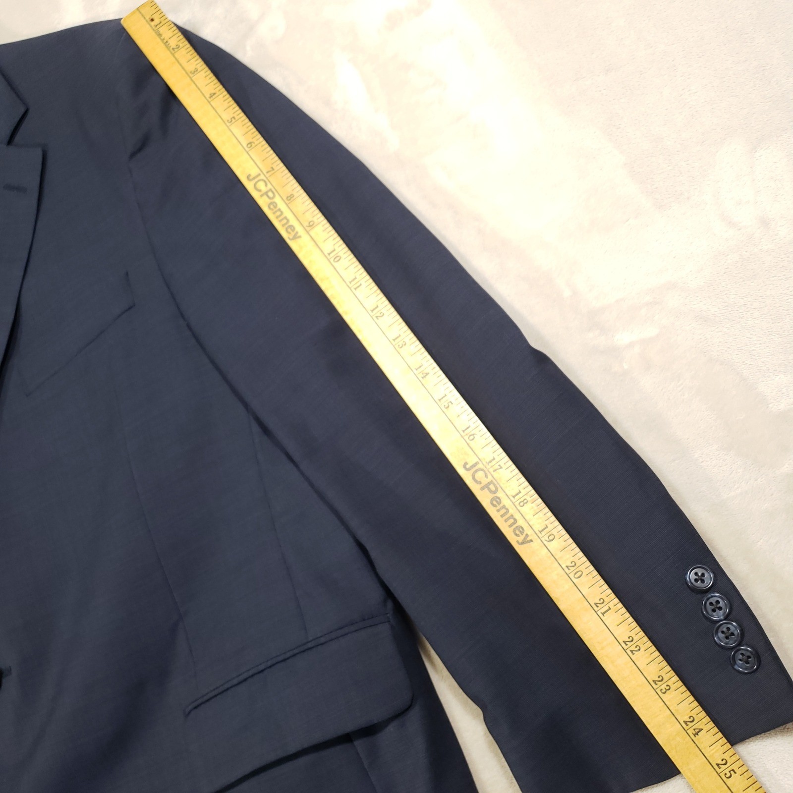 Jack Victor Suit Mens 44R 38W Navy Blue Wool Loreto Two Button Pleated Cuffed