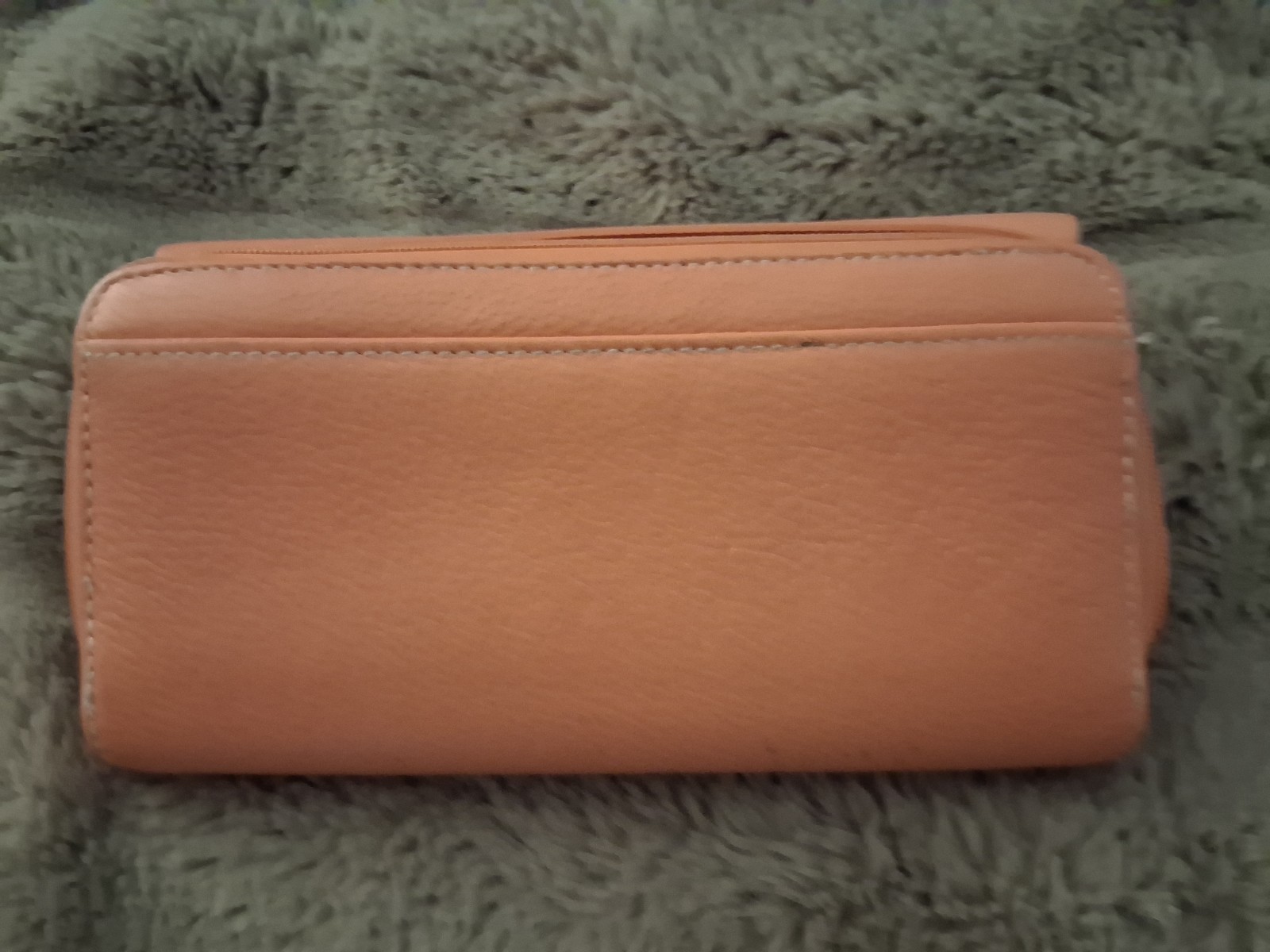 Vintage Buxton Bright Orange Leather Snap Closure Bifold Wallet with Check Book