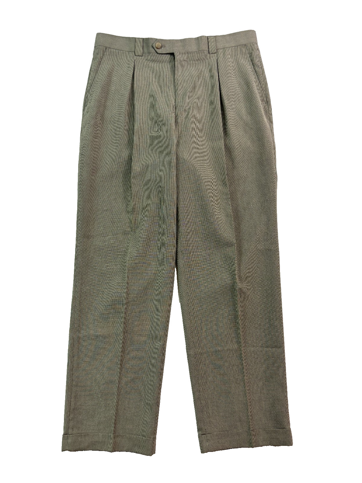 vtg 90s Gray Micro Nailhead 35×30 Rene Jourdan Dress Suit Pants High Waist Pleat