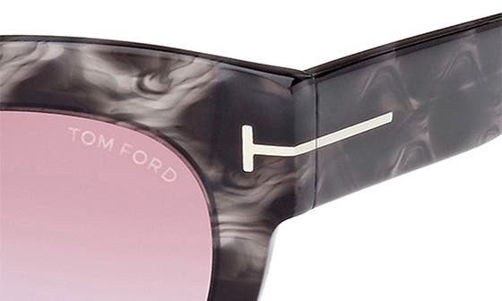 Tom Ford Lucilla Cat Eye Sunglasses Gray Marbled Frame Pink Gradient UV400