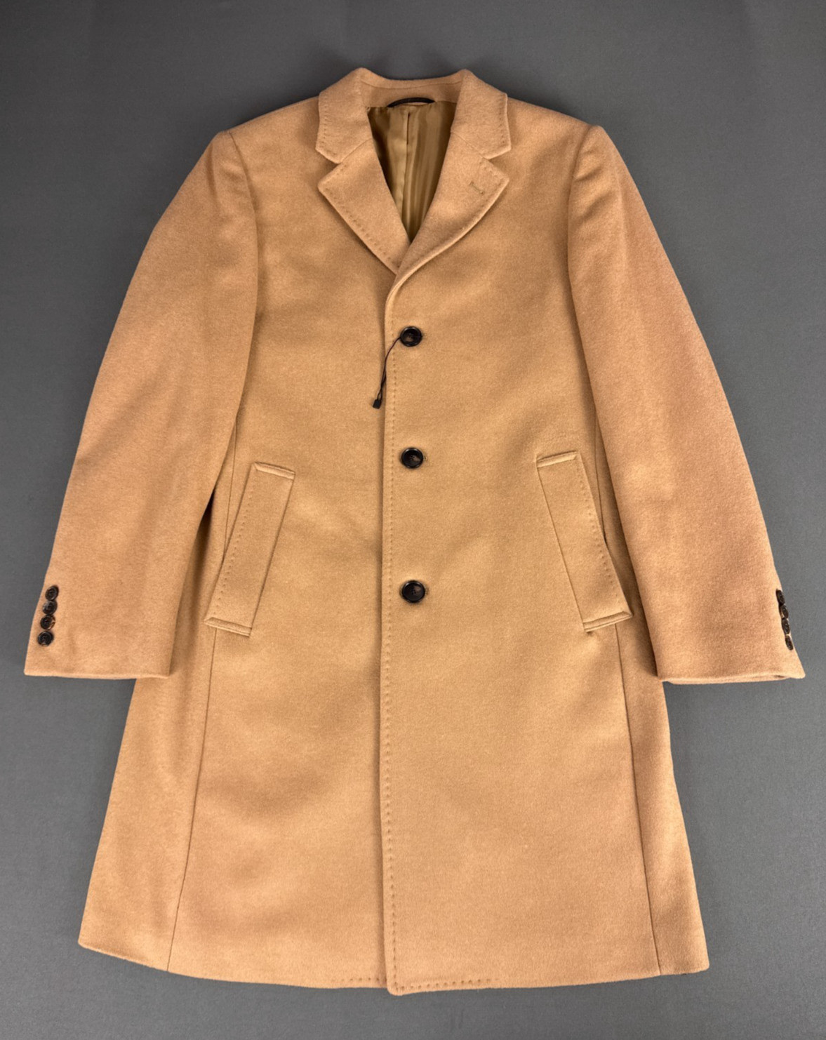 Limehaus Camel Cashmere Blend Overcoat 38R Wool Italian Fabric Smart Coat