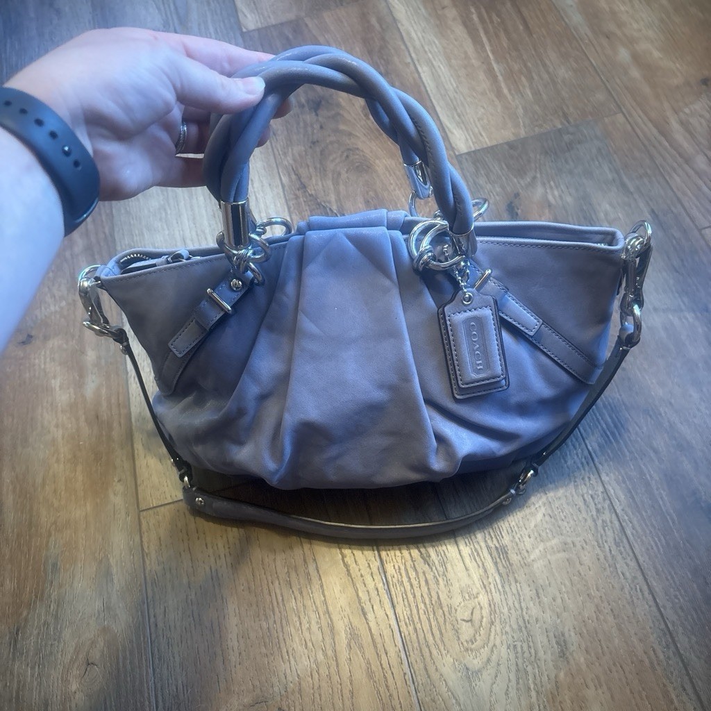 Coach Madison Sophia Slate Metallic Leather Satchel 22563