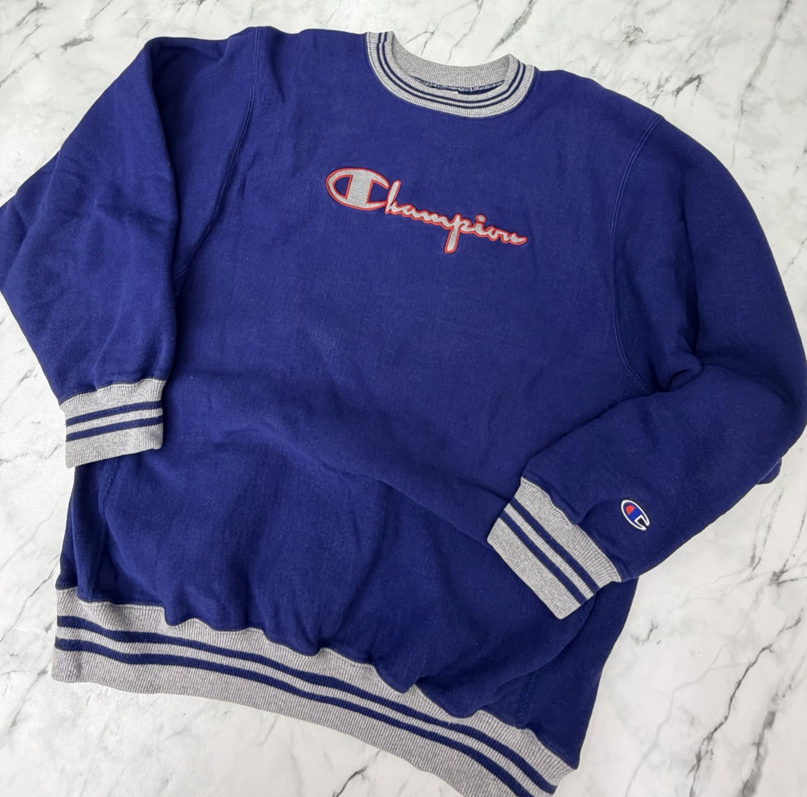 Vintage Champion Reverse Weave Sweatshirt Mens XL Blue Grey Crewneck USA 90s
