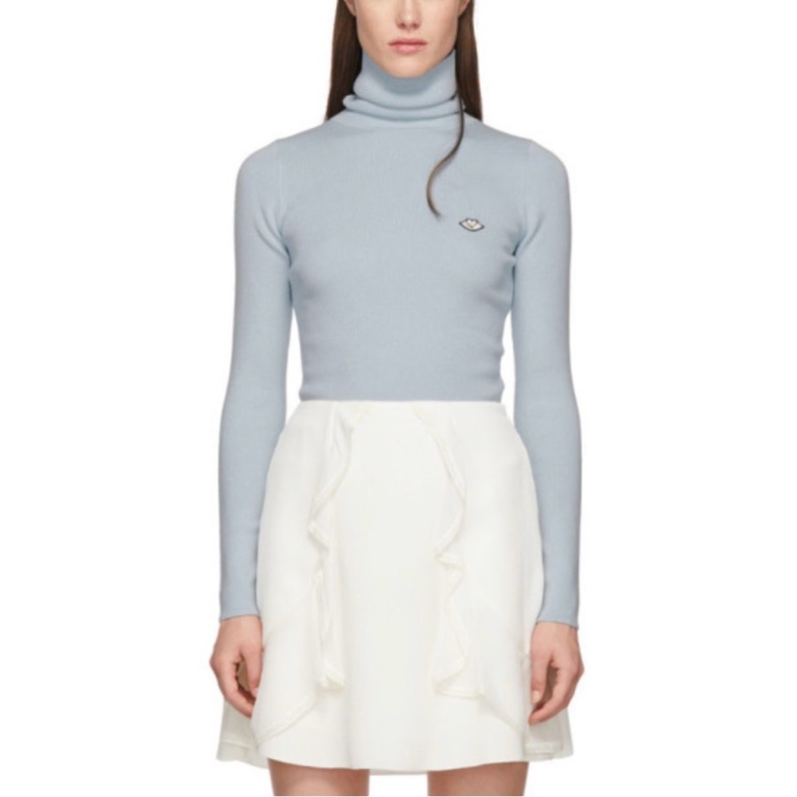 See By Chloe Blue Bisou Knit Long Sleeve Turtleneck Top XL