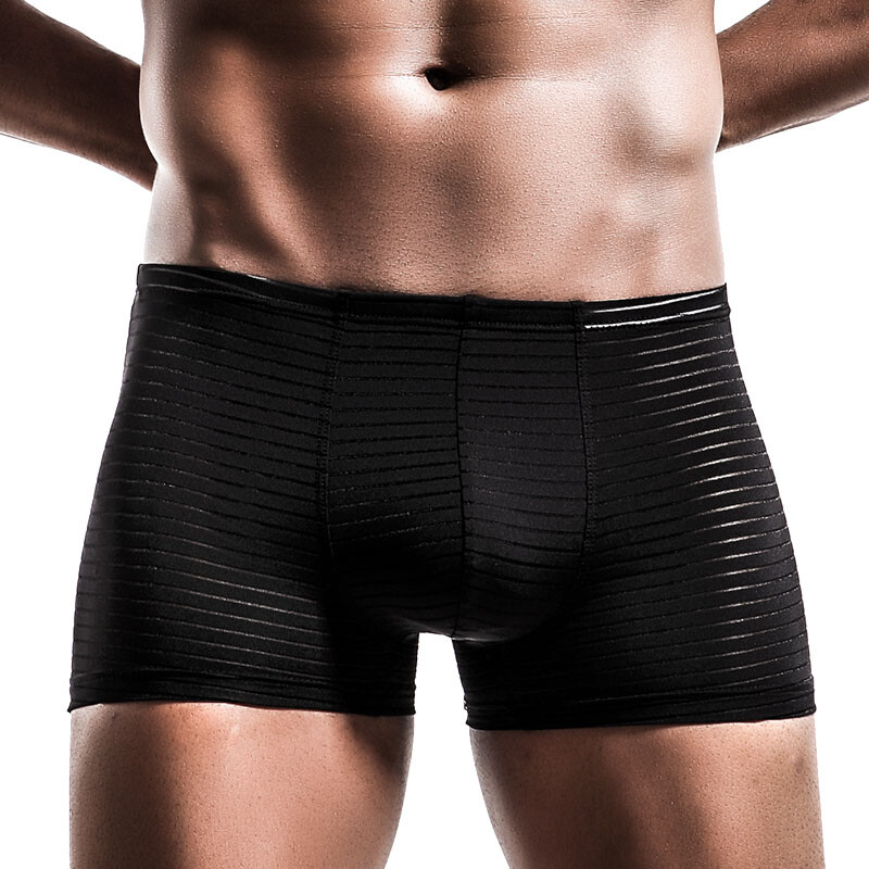 Men’s Sexy Underwear Breathable Briefs U-Pouch Boxers Striped Shorts Underpants