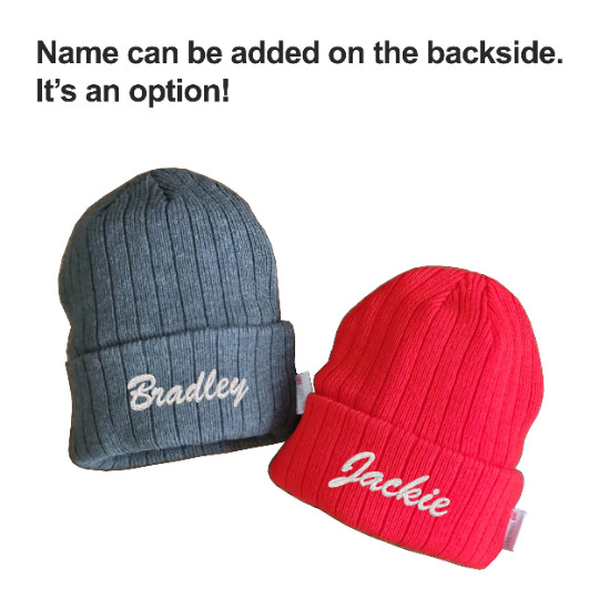 Red Cardinal bird embroidered fleece beanie hat, insulated winter beanie hat