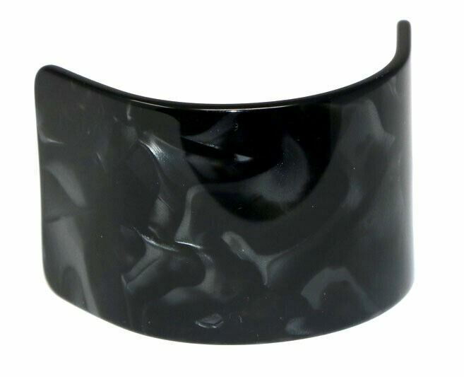 French Amie Half Circle Curved Pearl Black Handmade Celluloid Hair Clip Barrette