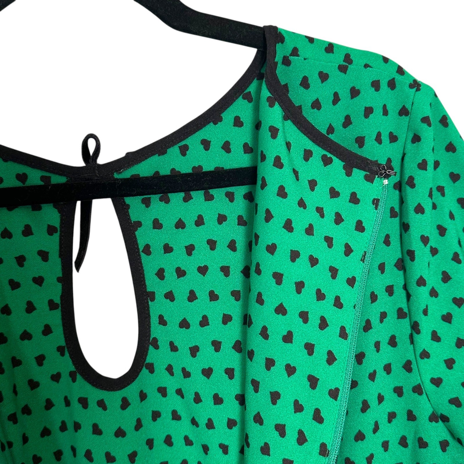 Hell Bunny Dress Paradisum 50s Keyhole Heart Polka Dot Green L Rockabilly Pinup