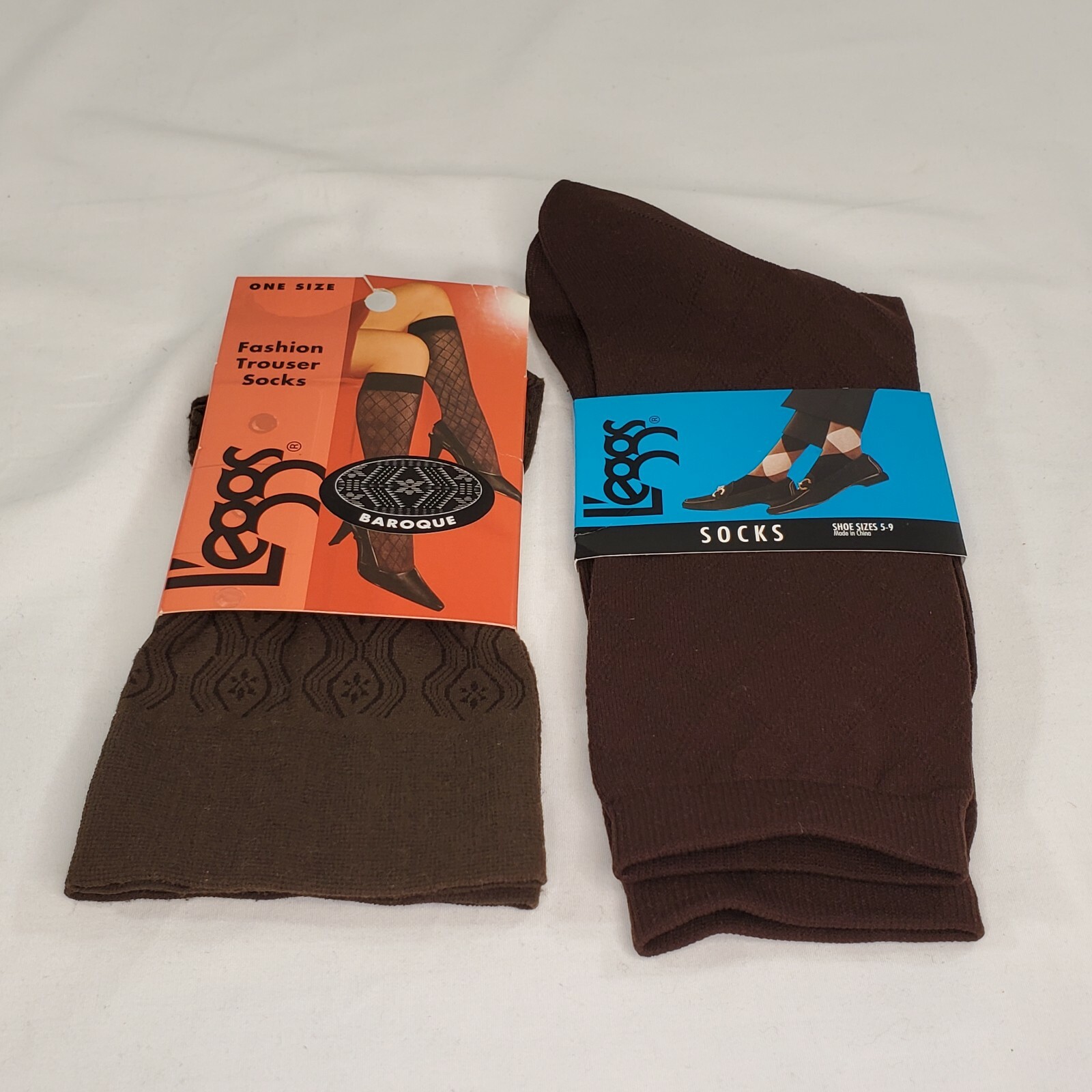 2 Pair L’eggs Ladies Trouser Knee-Hi Socks Shoe Sz 5-9 Brown Solid Patterned New