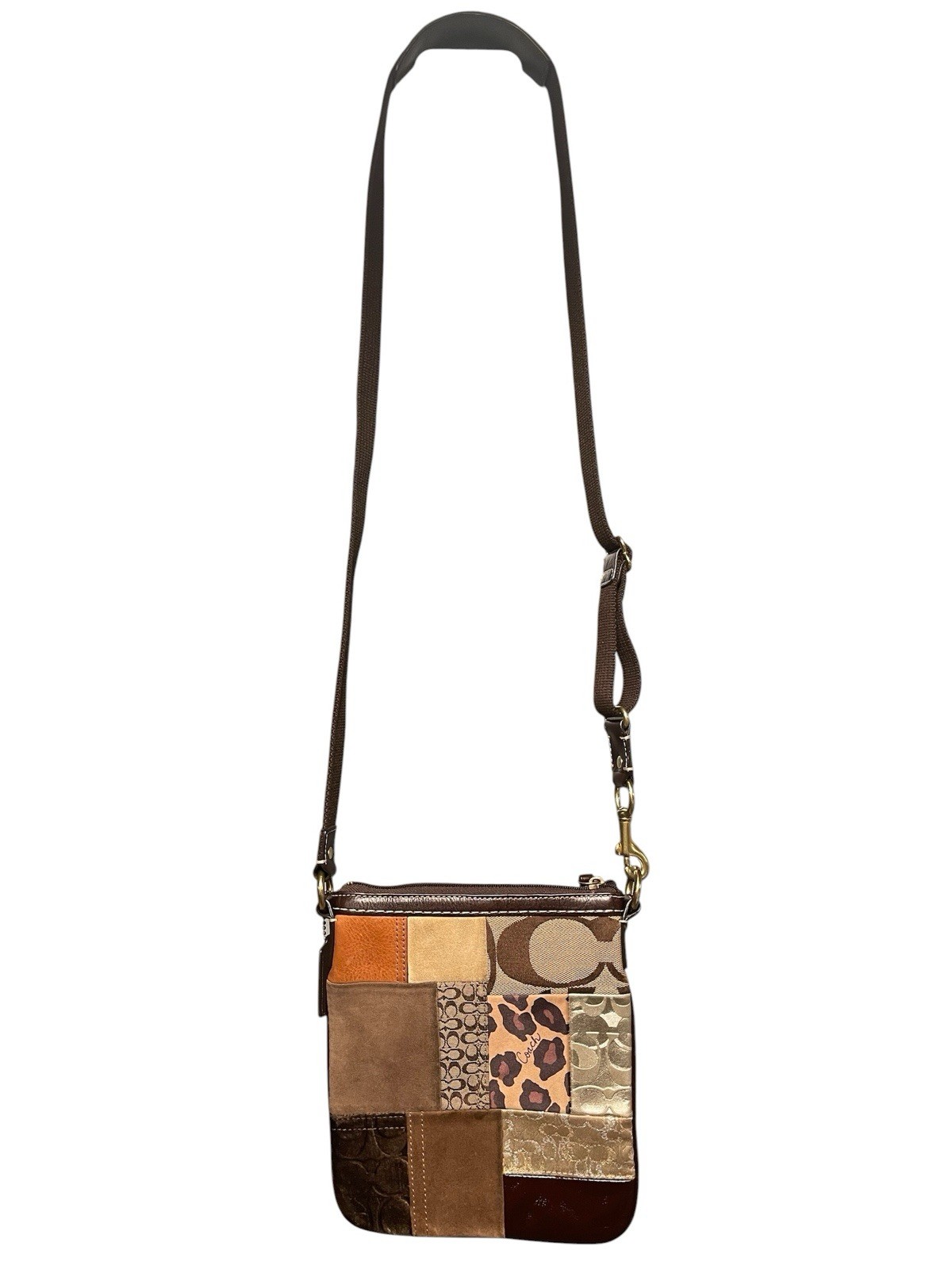 Coach Patchwork Cross body Animal Print Leather Suede Velour Coach Logo Y2K Bag