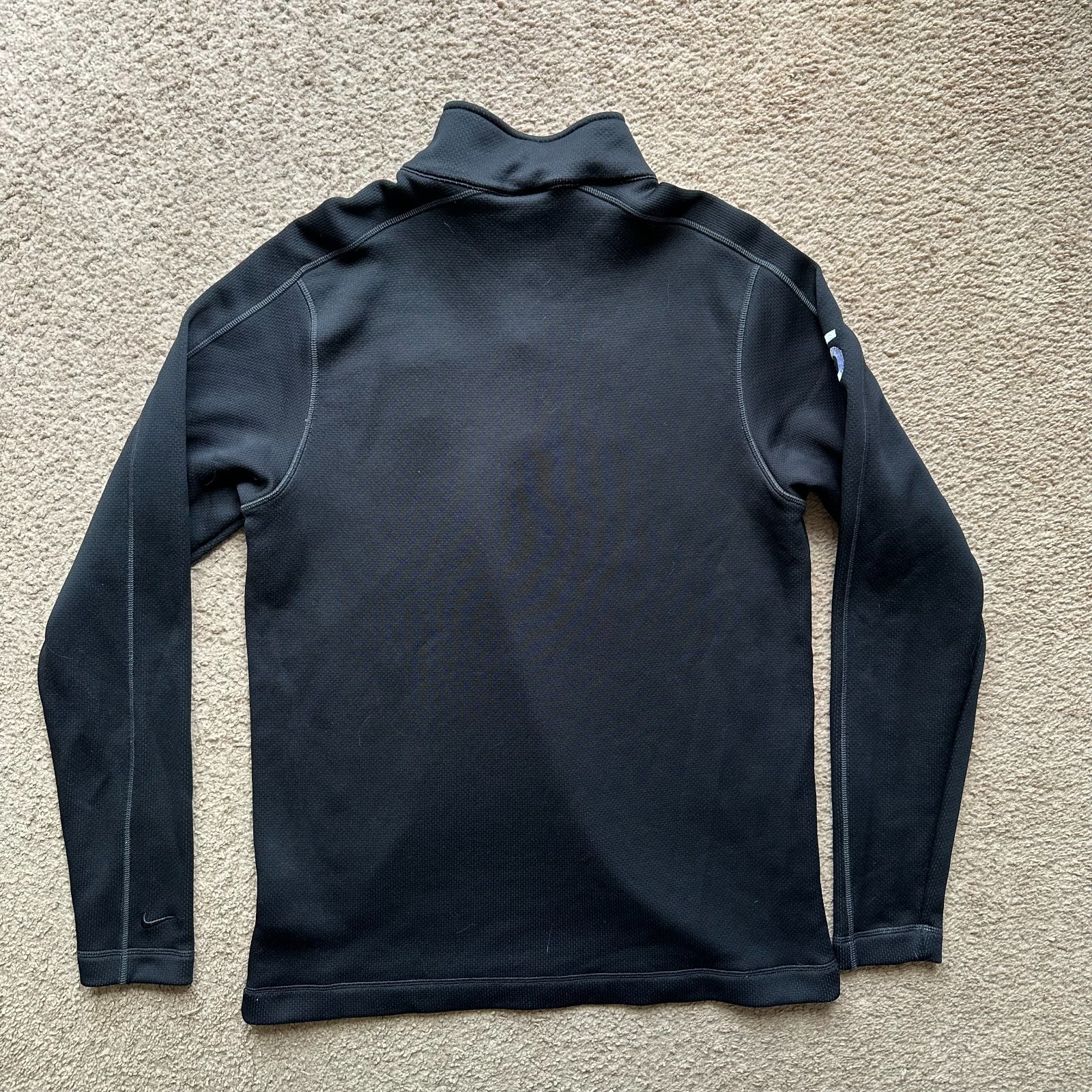 Nike Golf Sweater Mens Large Mock Neck 1/4 Zip Black Pullover Bentley Football