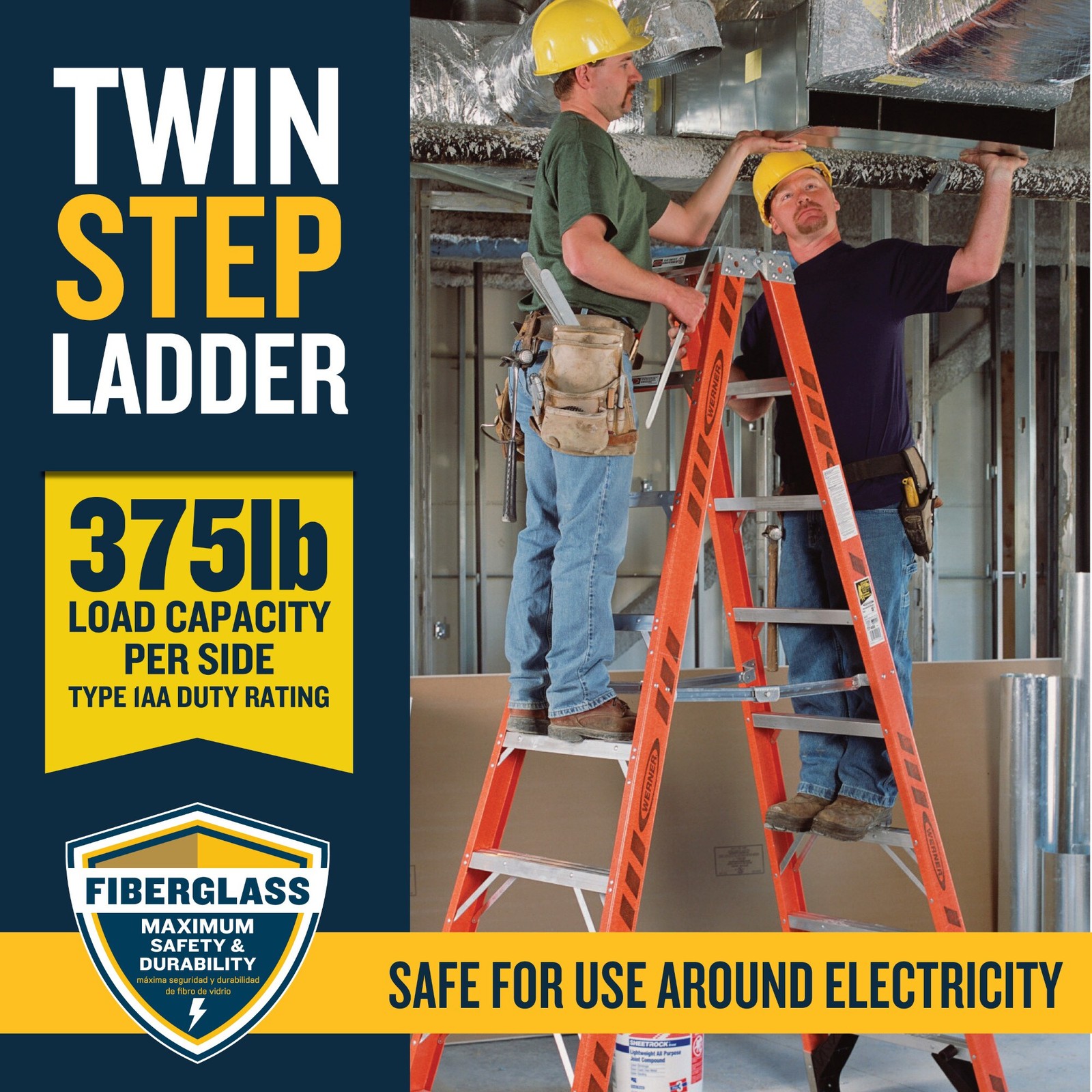 Werner T7400 6-ft ( 10-ft Reach Height ) Fiberglass Type 1AA – 375 lbs. Lo|26058