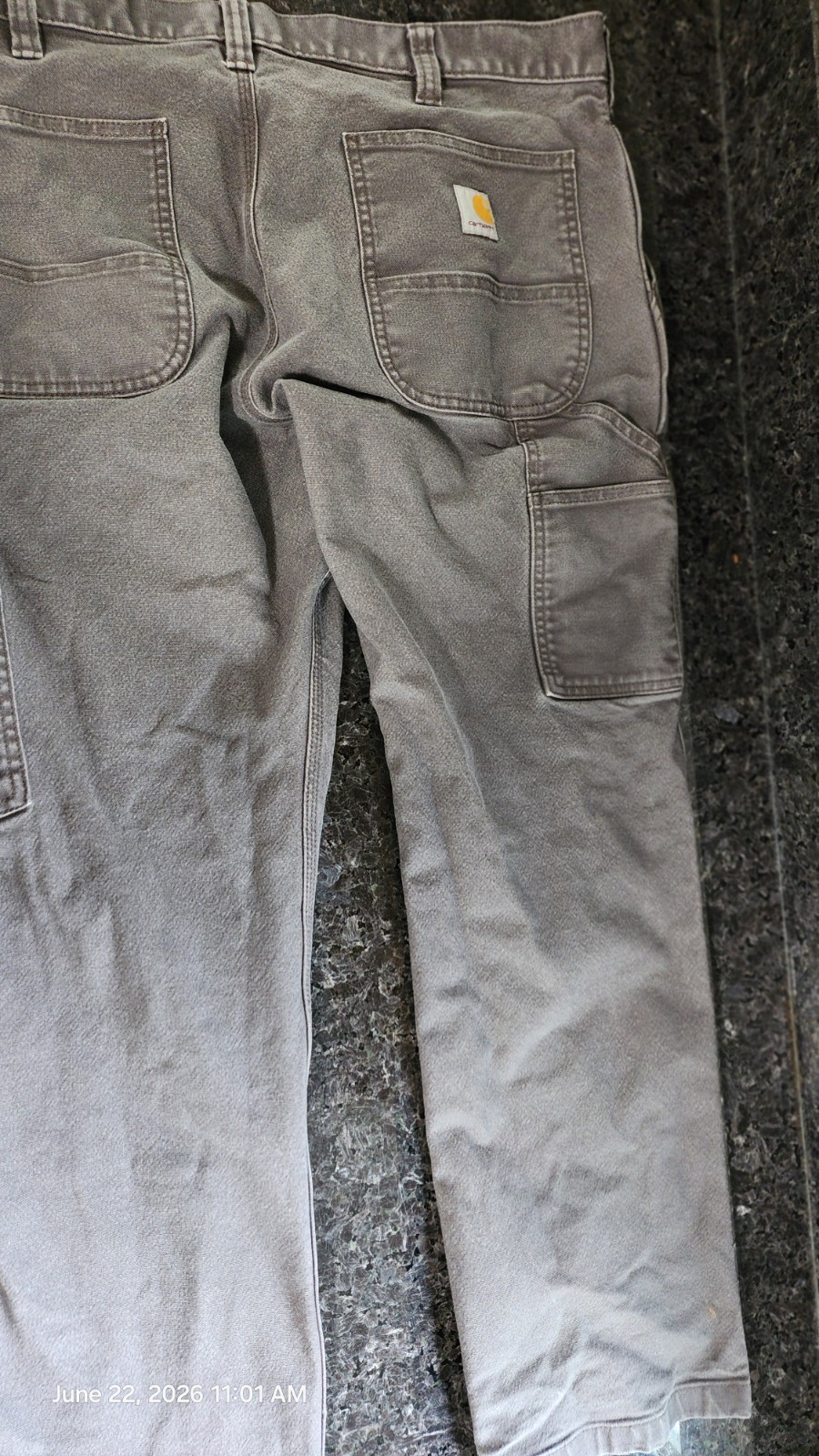 Carhartt B11 Washed Duck Gray Relaxed Fit Straight Leg Work Pants 36×30